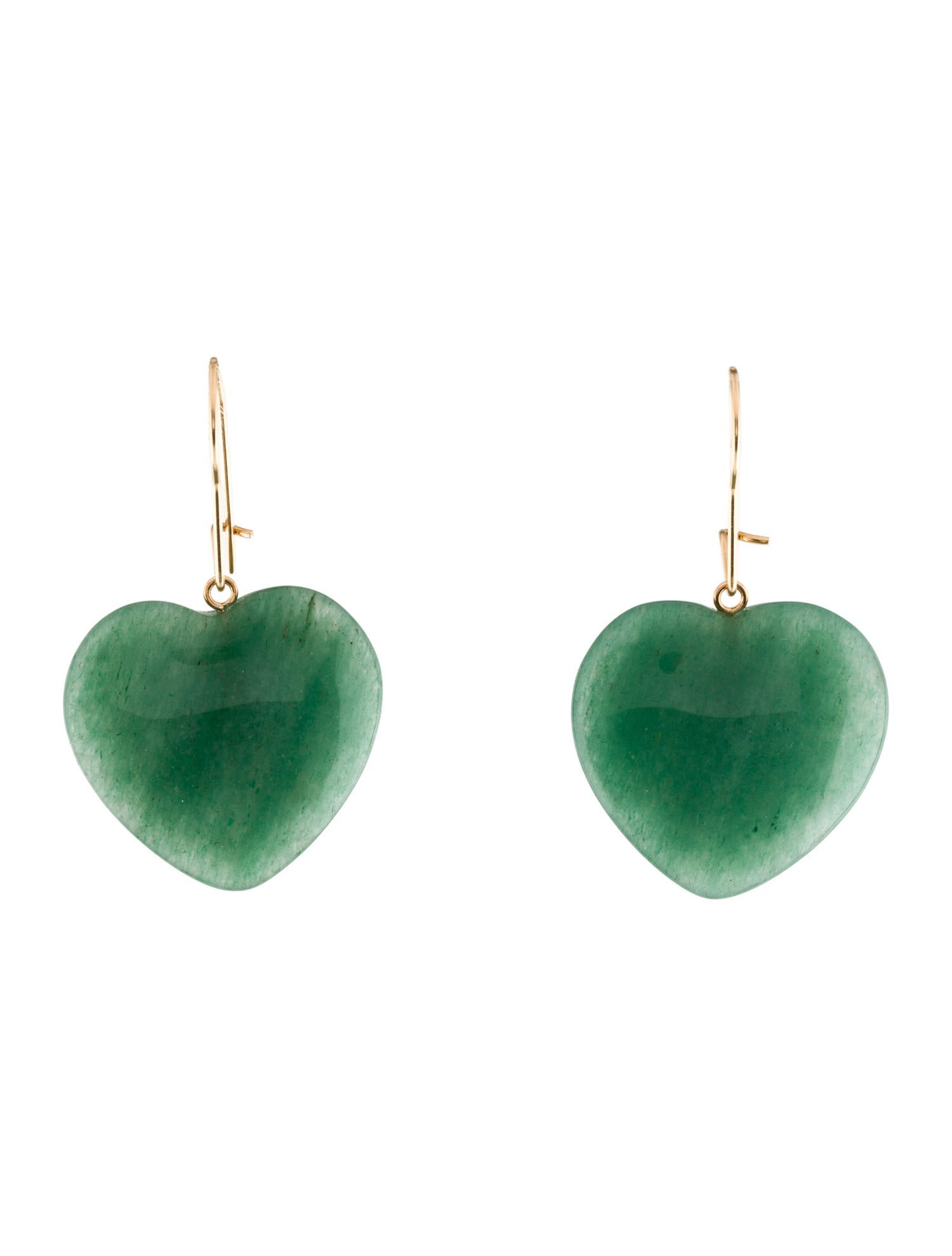 Earrings 14K Aventurine Quartz Heart Drop Earrings
