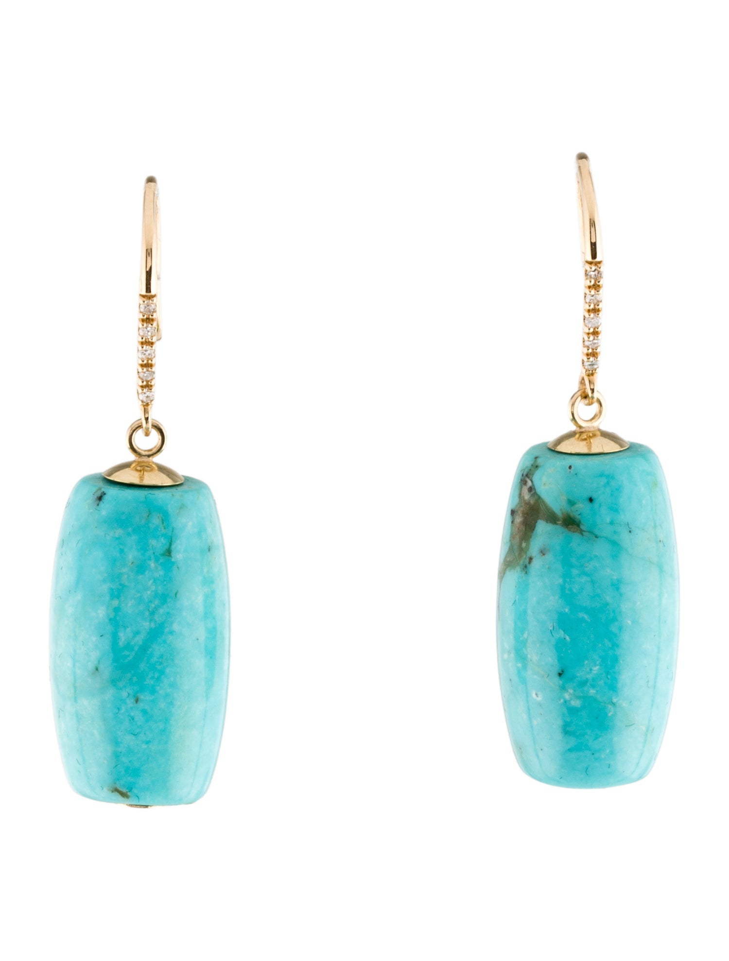 Earrings 14K Turquoise & Diamond Drop Earrings