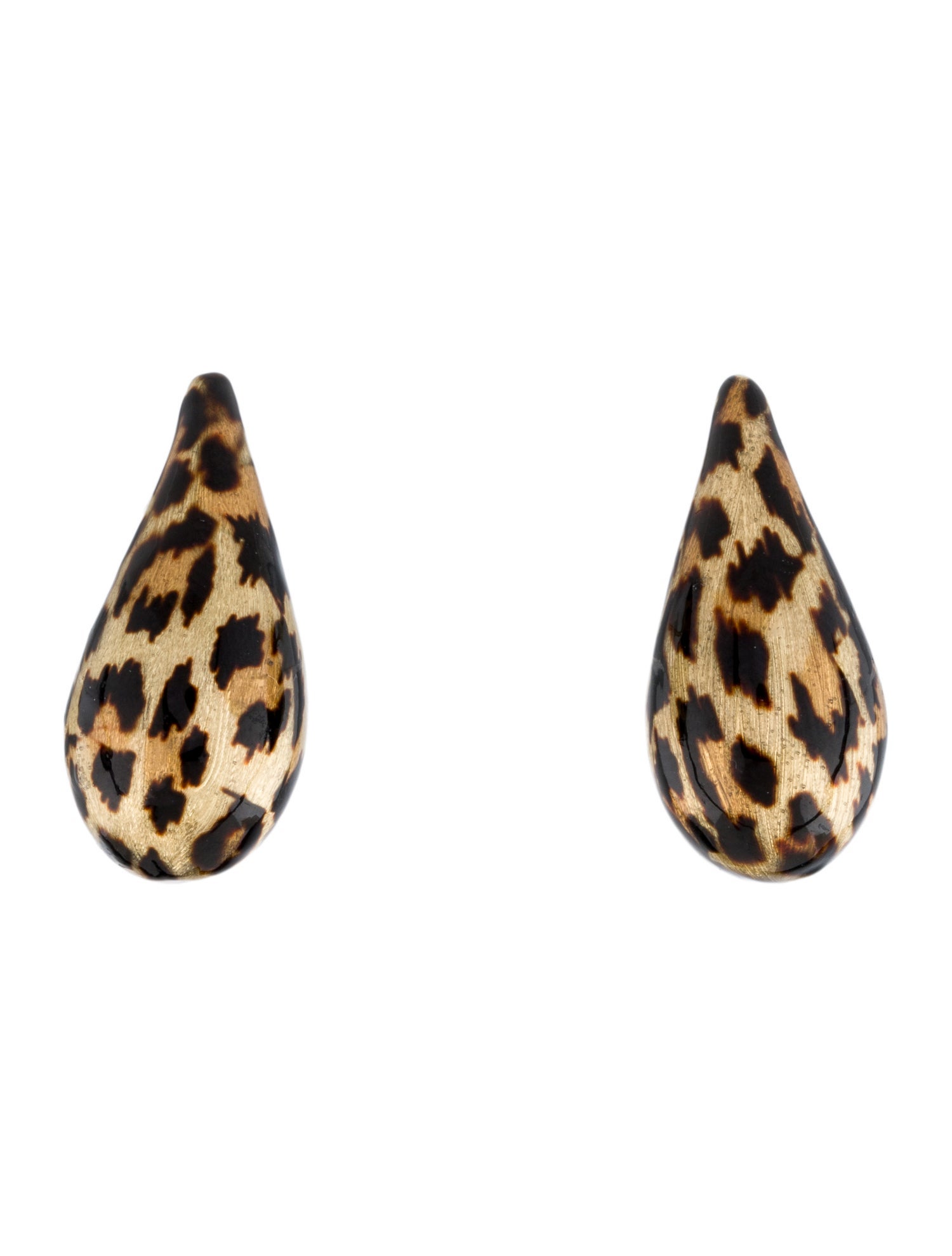Earrings 14K Enamel Animal Print Teardrop Stud