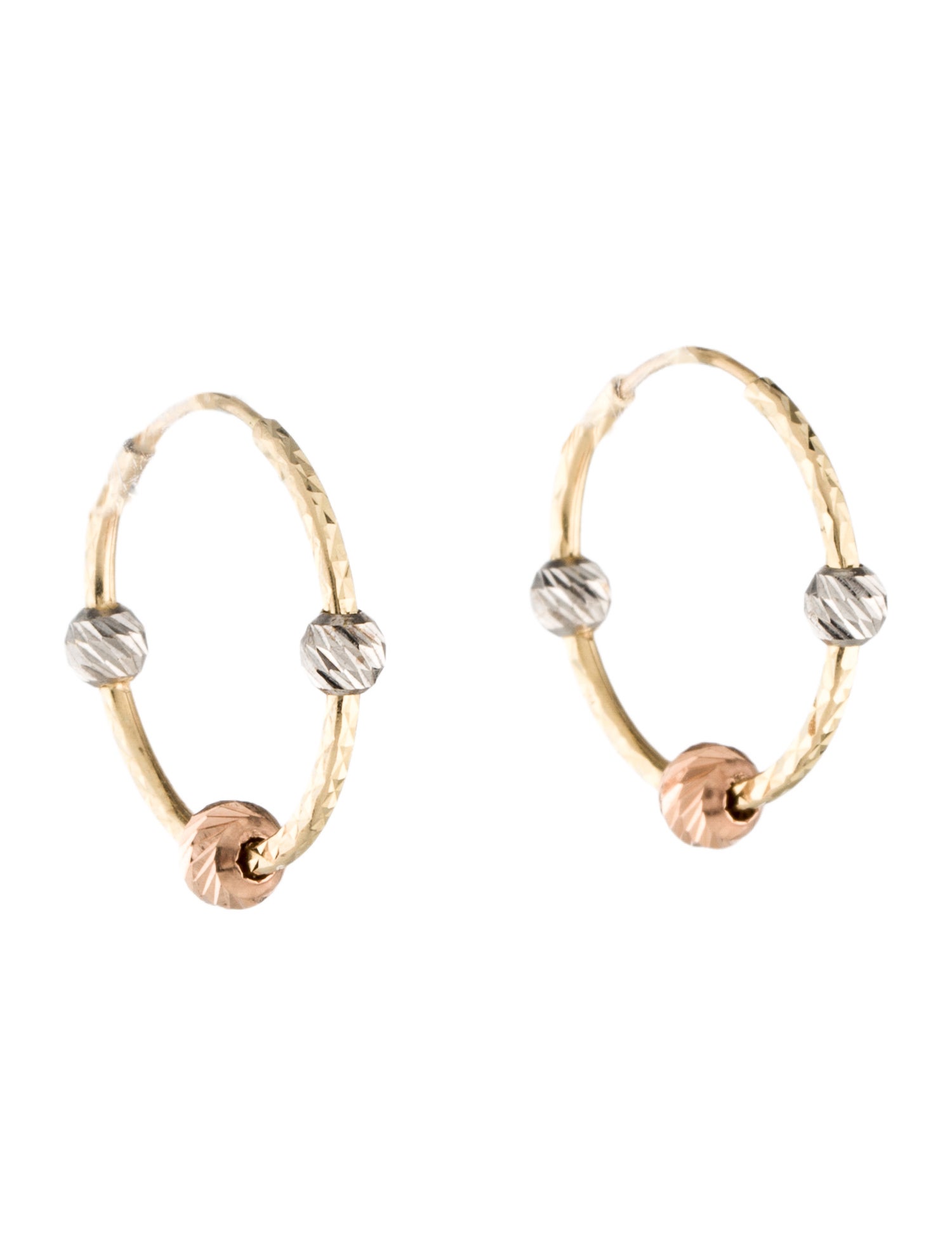 Earrings 14K Tri-Color Hoop