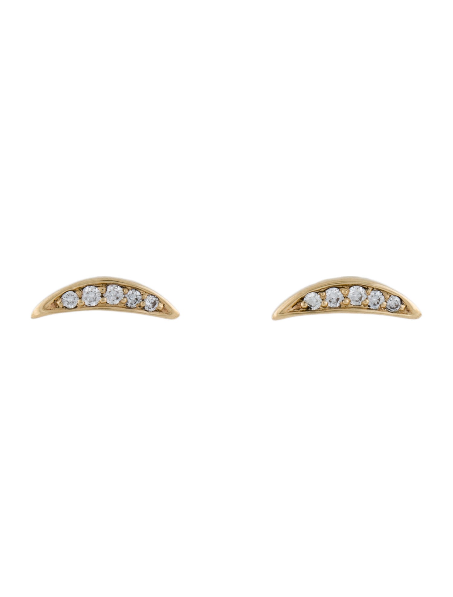 Earrings 14K Diamond Crescent Stud