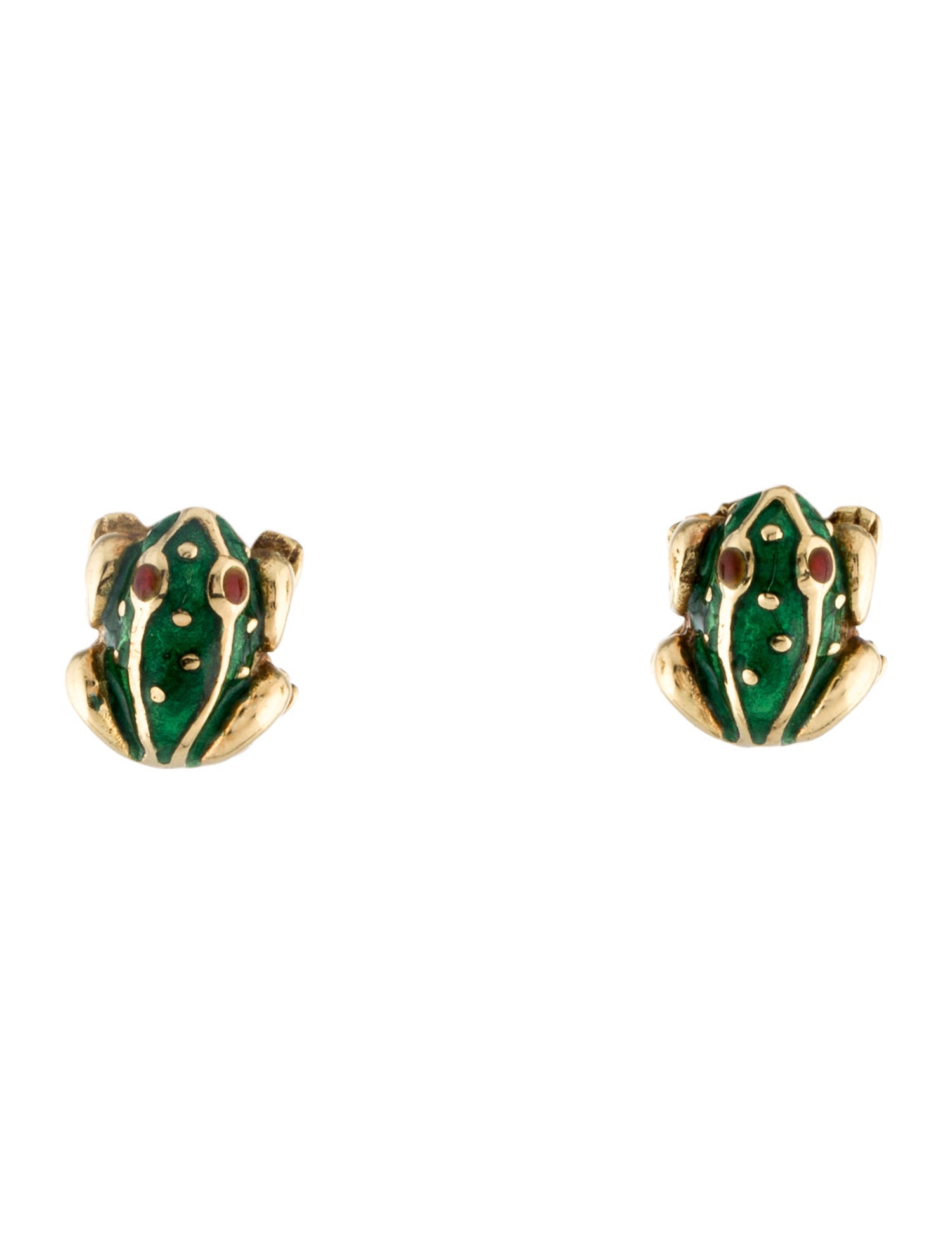Earrings 18K Enamel Frog Stud