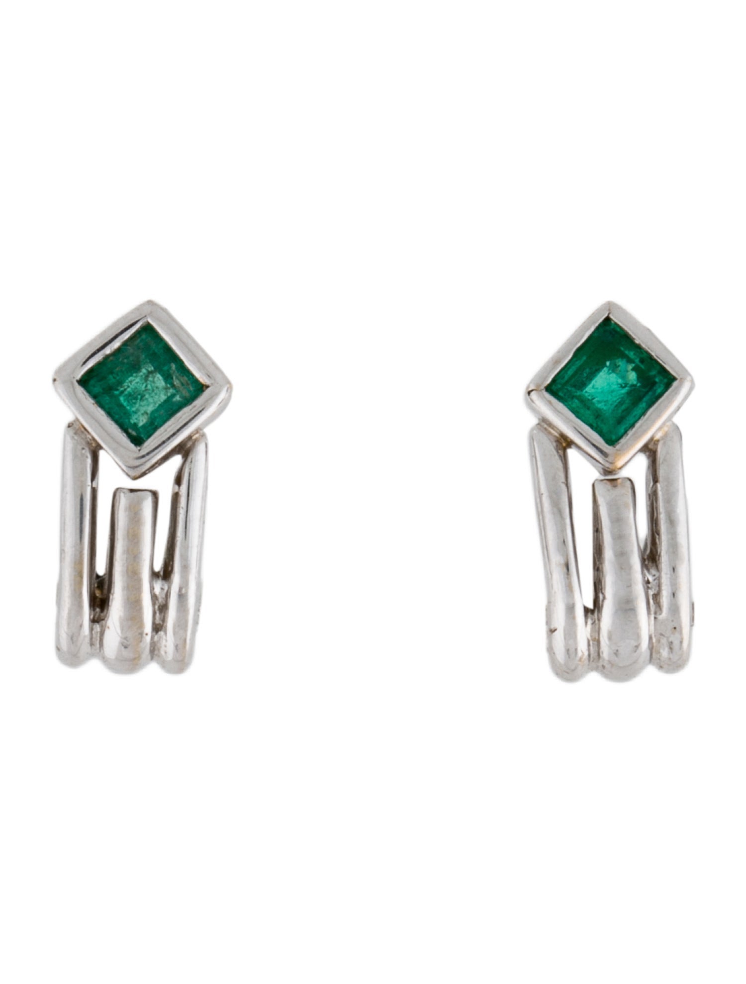 Earrings 18K Emerald Clip On