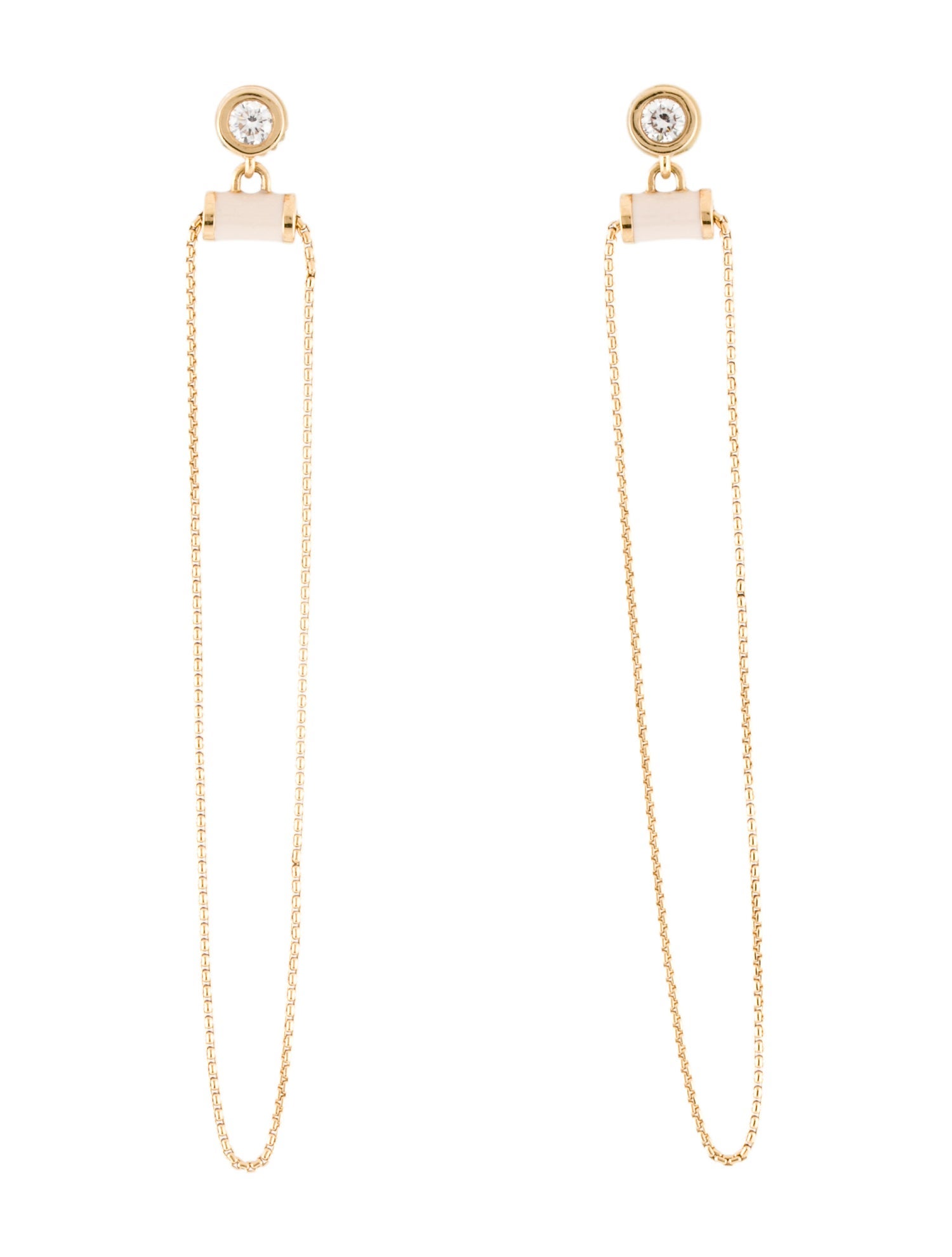 Earrings 14K Diamond & Enamel Drop