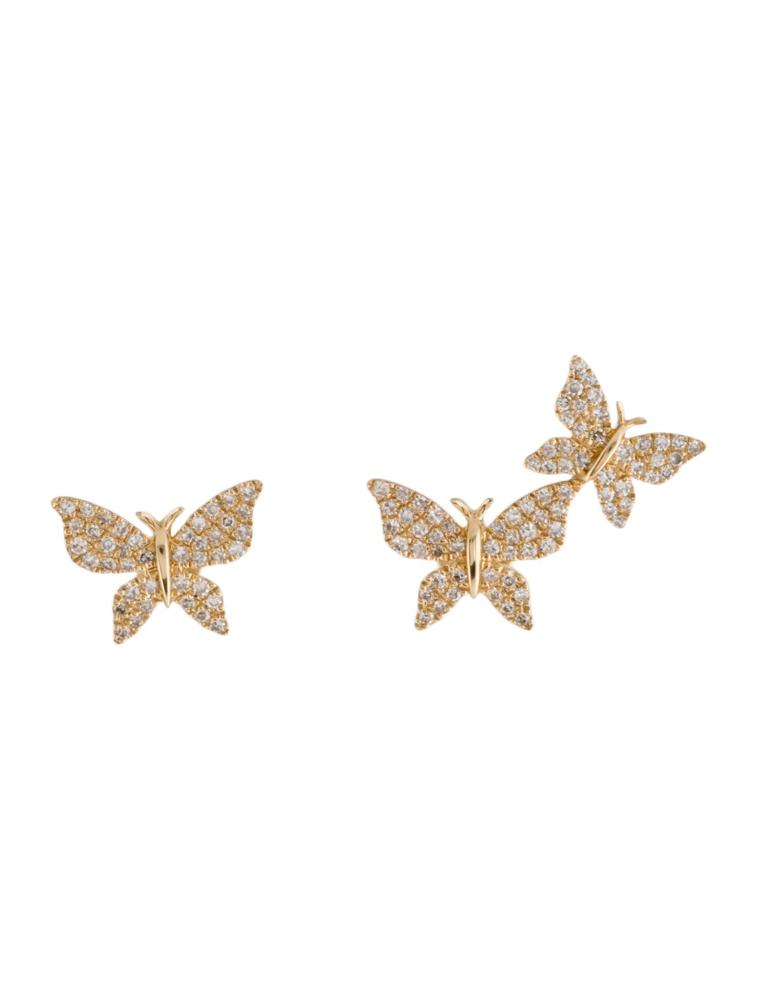 Earrings 14K Diamond Pavé Mismatched Butterfly Stud Earrings