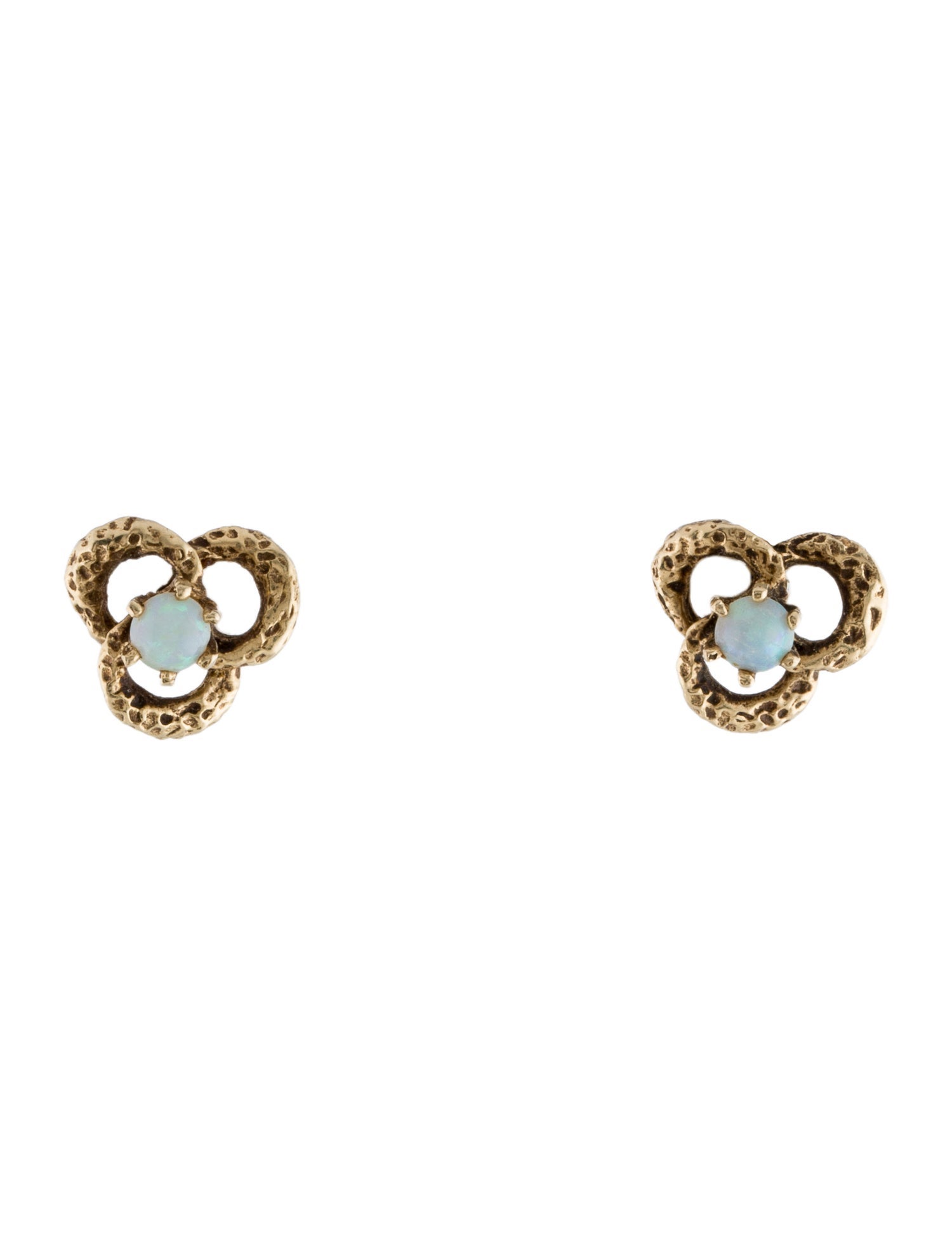 Earrings 14K Opal Textured Knot Stud