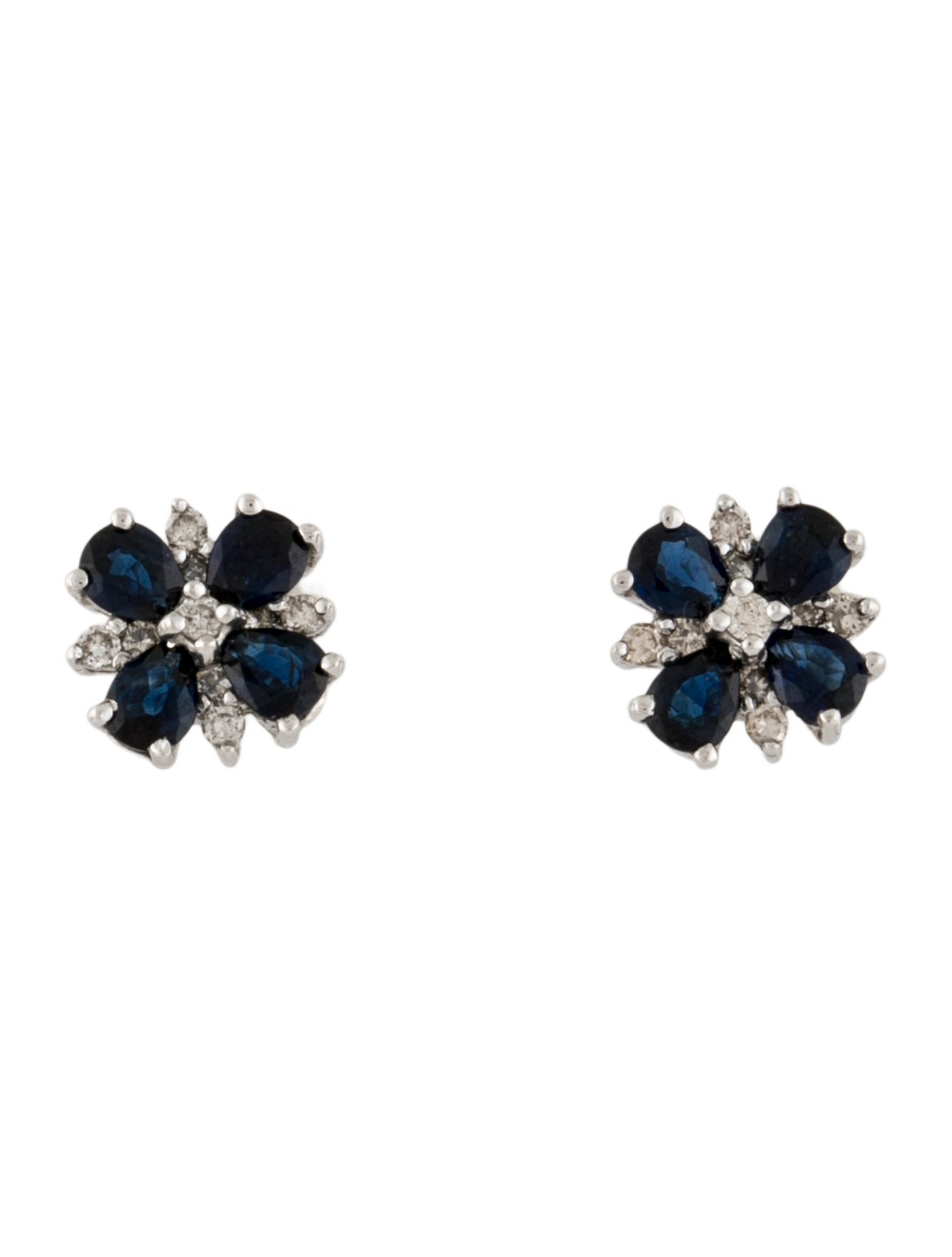 Earrings 14K Sapphire & Diamond Stud