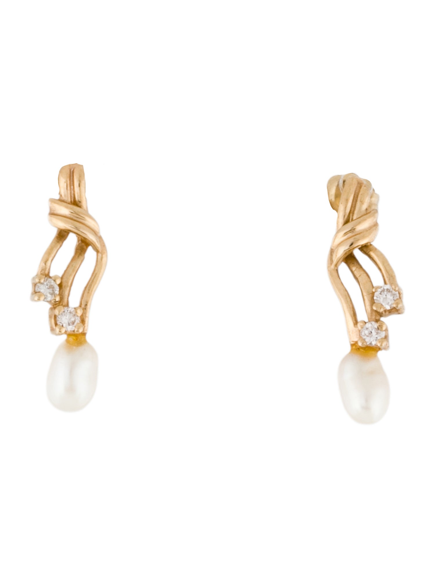 Earrings 14K Pearl & Diamond Drop