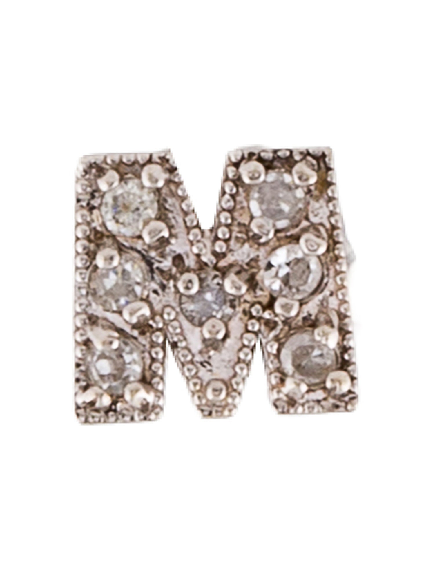 Earrings 14K Diamond Initial 'M' Single Stud Earring