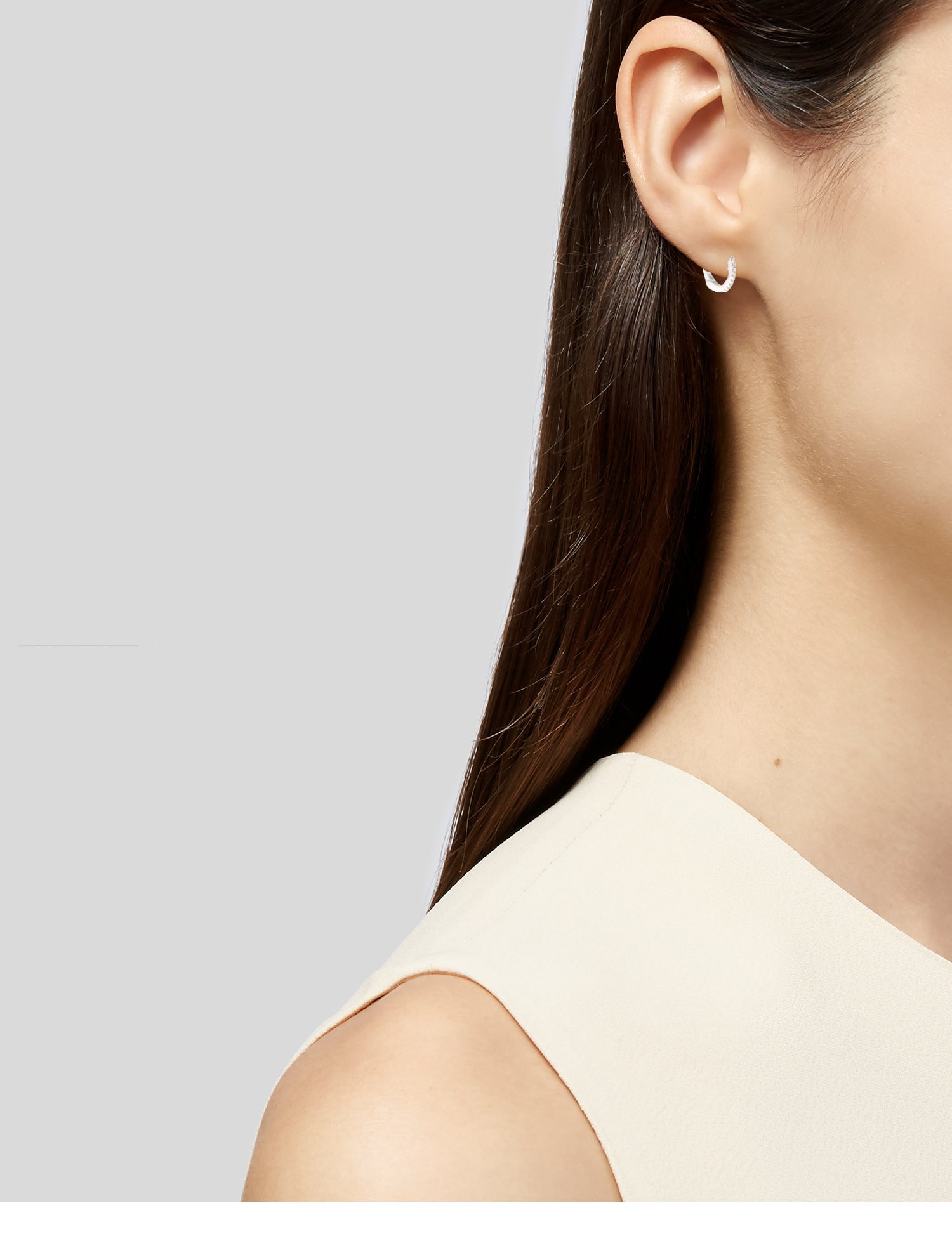 Earrings 14K Diamond Single Huggie Hoop Earring