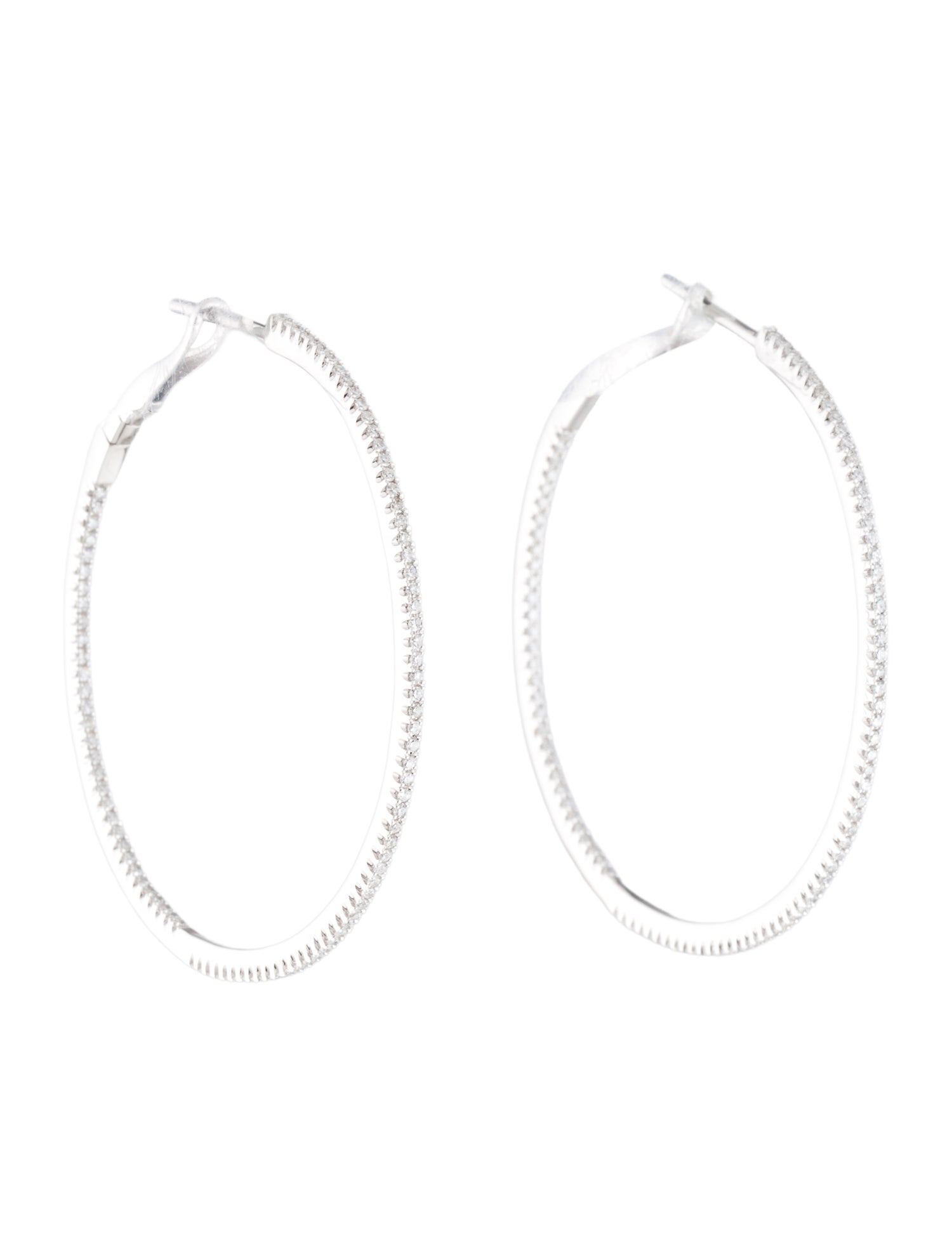 Earrings 14K Diamond Skinny Inside-Out Hoop