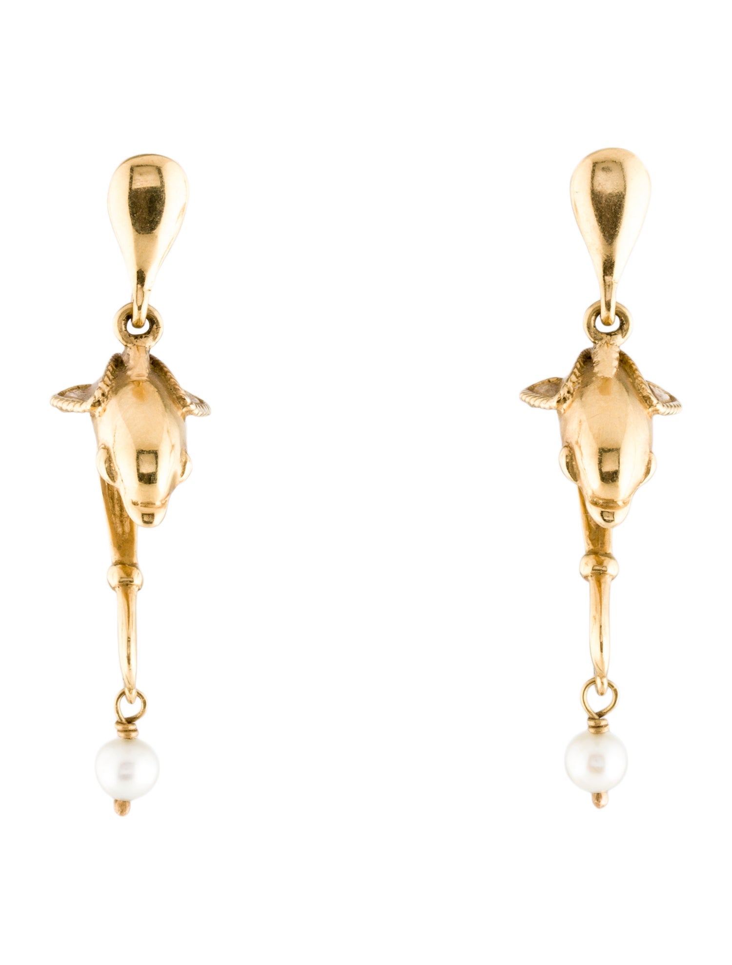 Earrings 18K Pearl Dolphin Drop