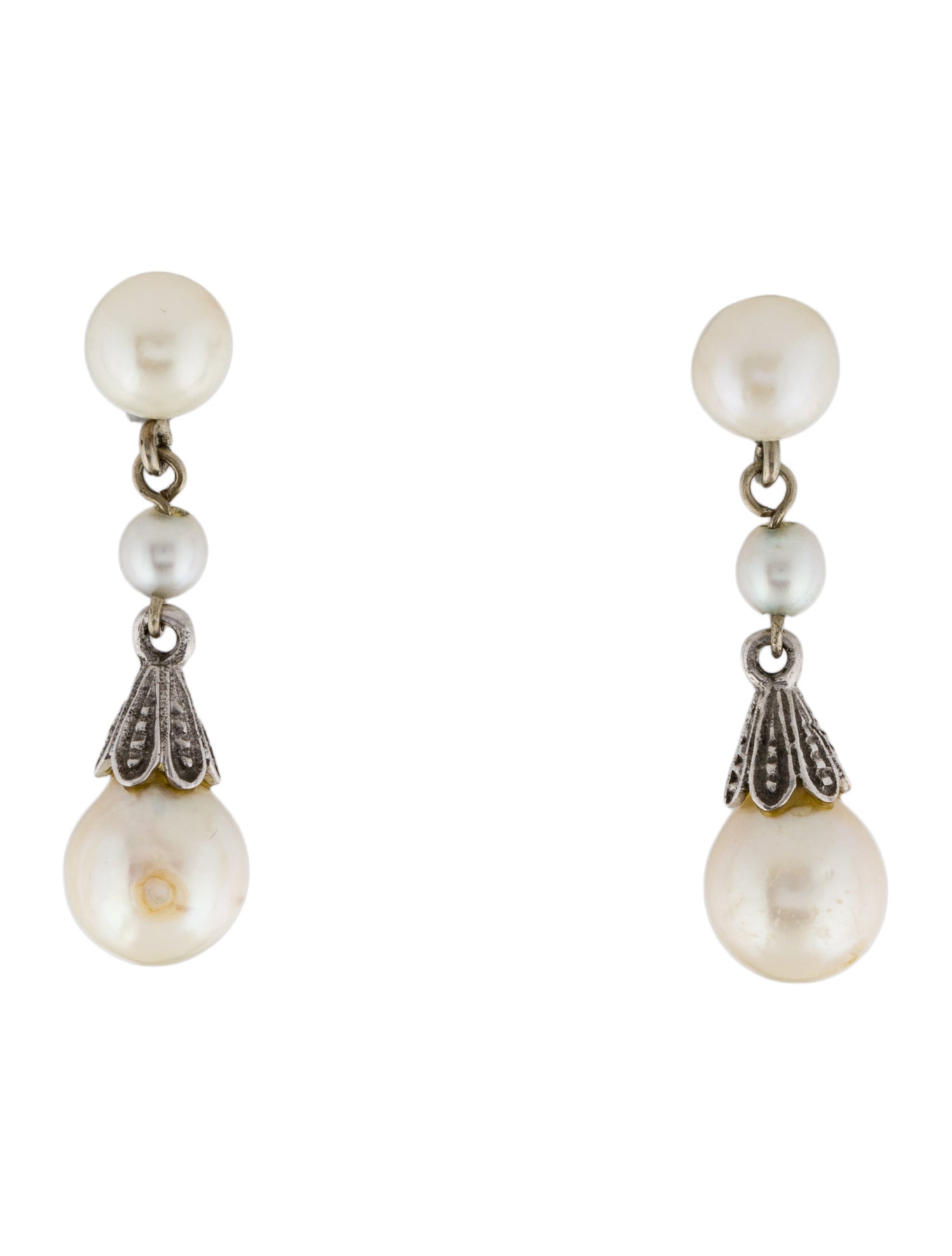 Earrings 14K Pearl & Diamond Drop