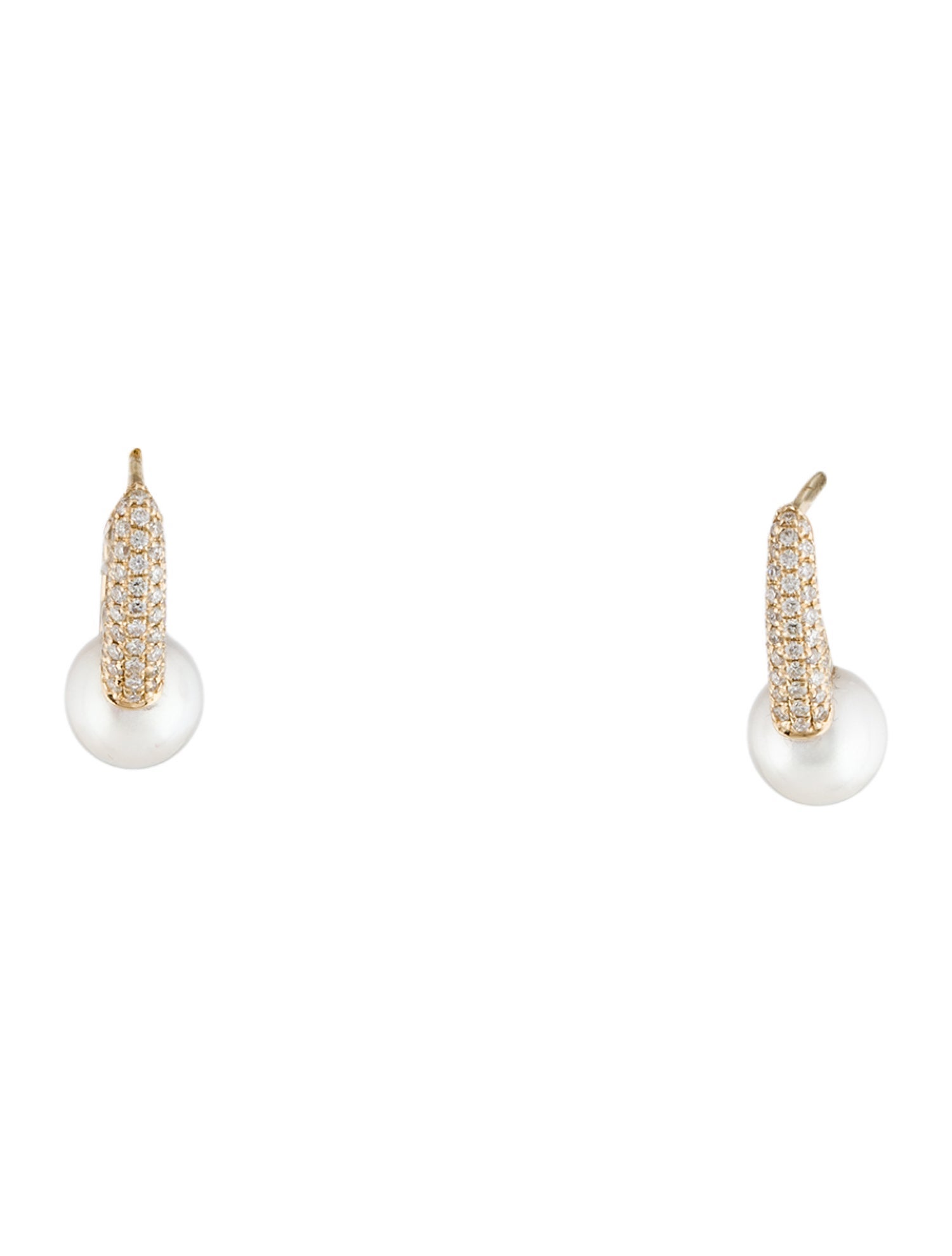 Earrings 14K Pearl & Diamond Huggie