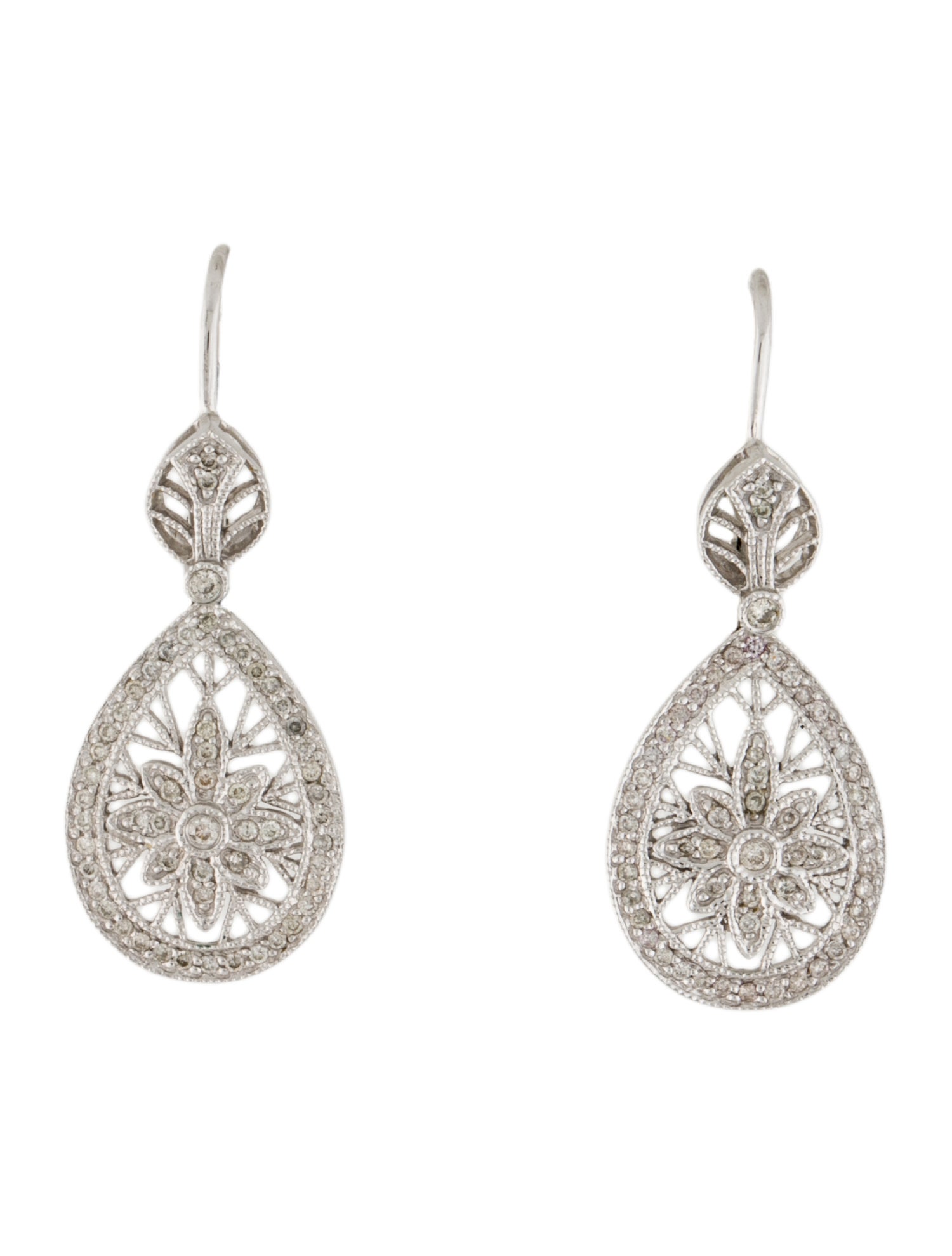 Earrings 14K Diamond Filigree Drop