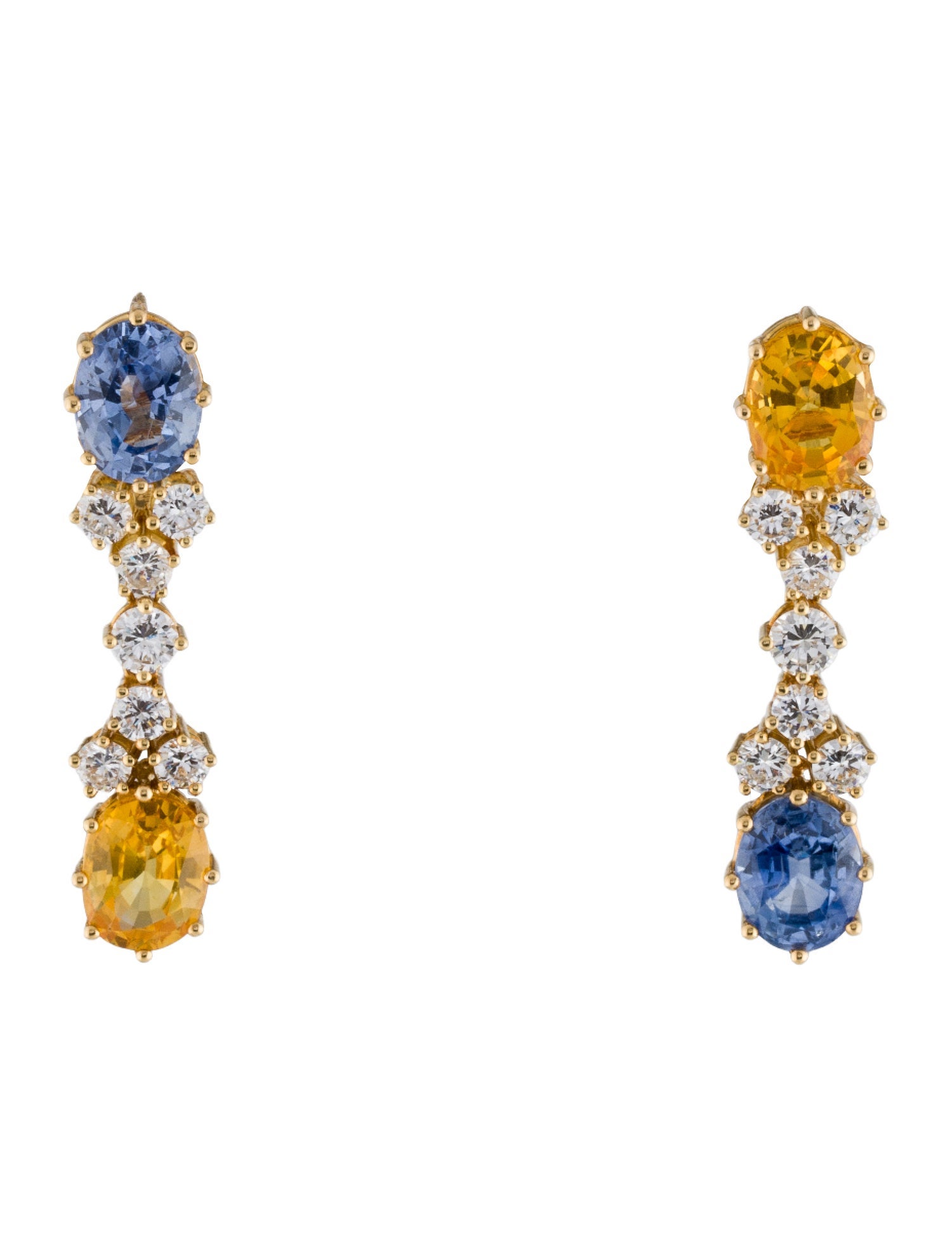 Earrings 18K 7.10ctw Sapphire & Diamond Drop Earrings
