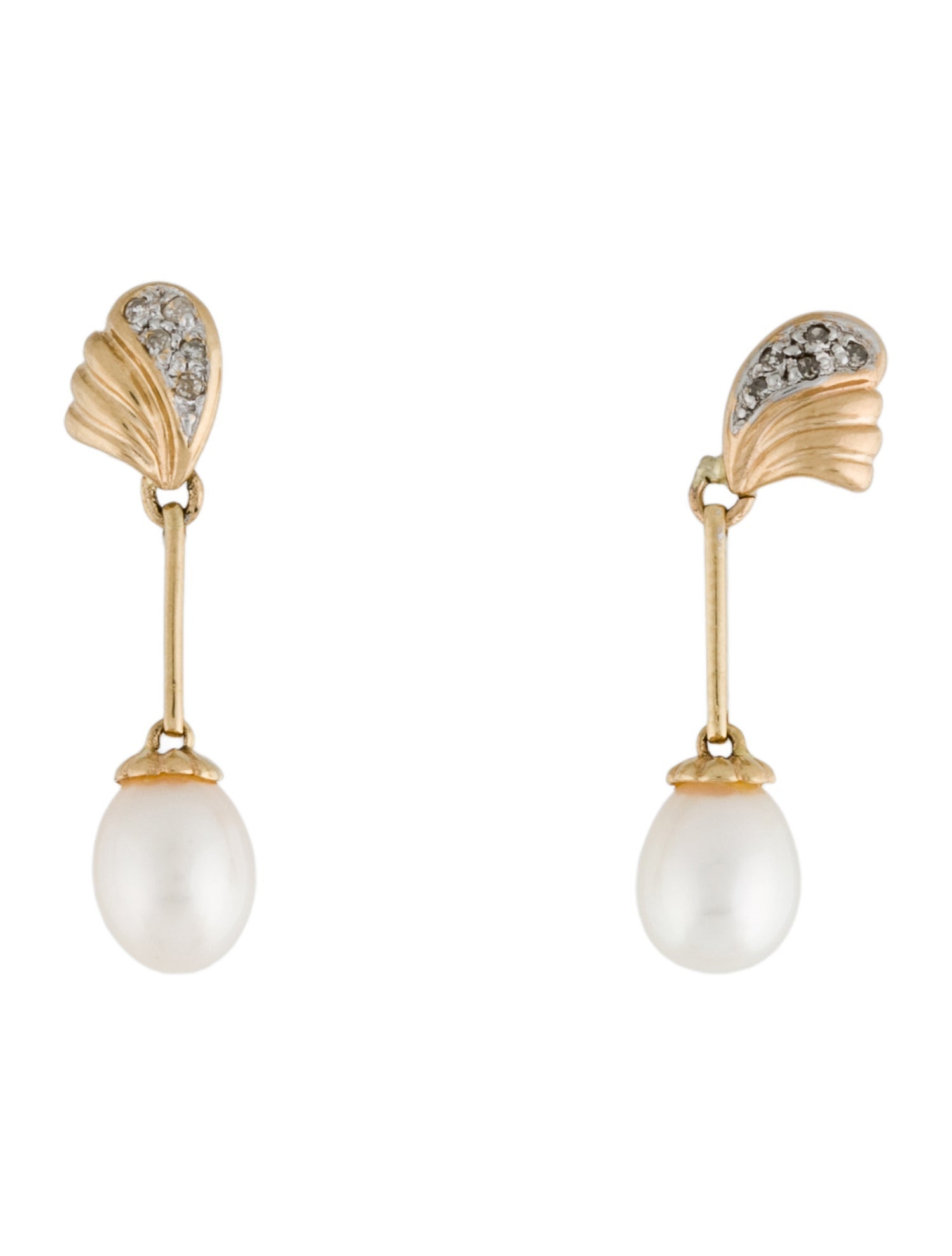 Earrings 14K Pearl & Diamond Drop
