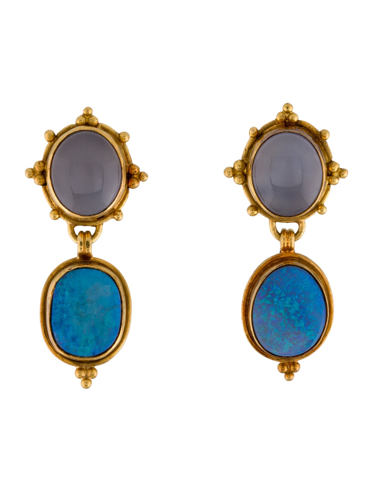 Luna Felix 22K Opal & Chalcedony Drop Earrings