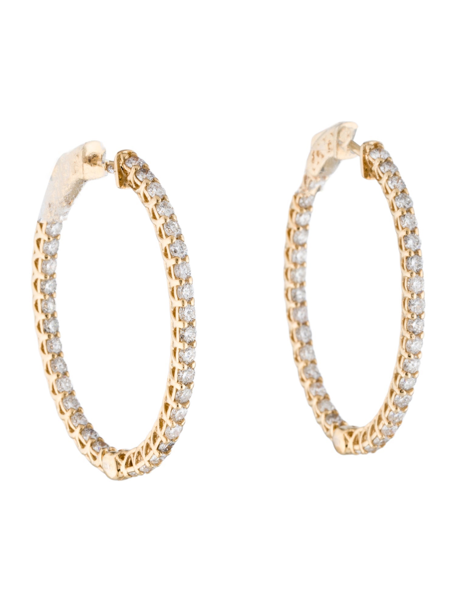 Earrings 14K 3.00ctw Diamond Inside-Out Hoop