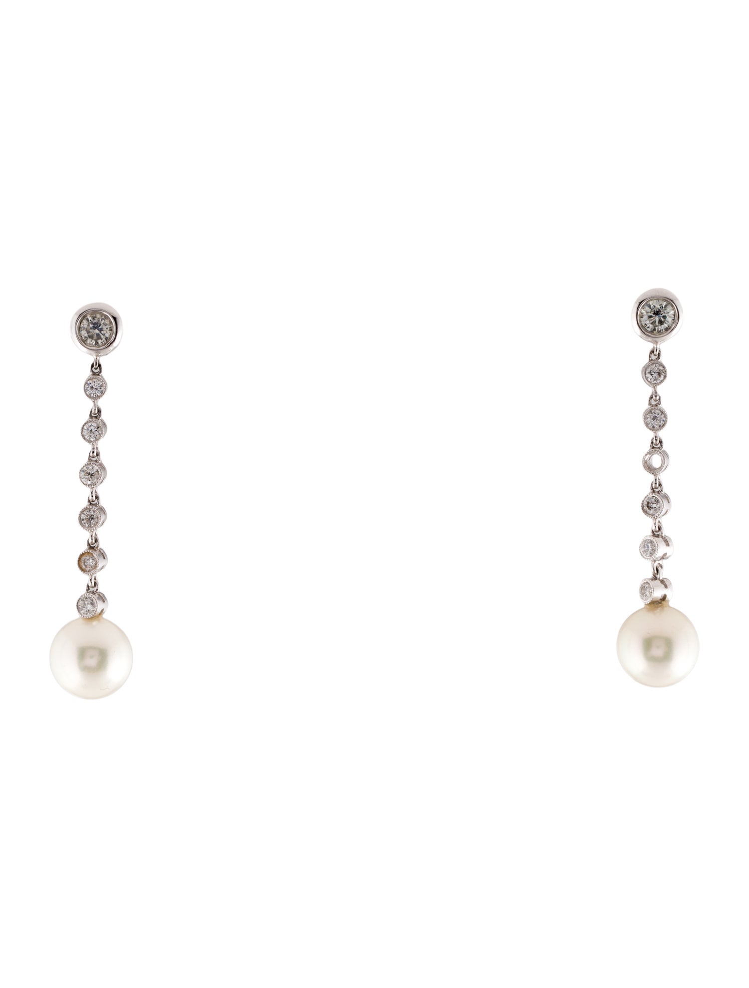 Earrings 18K Pearl & Diamond Drop