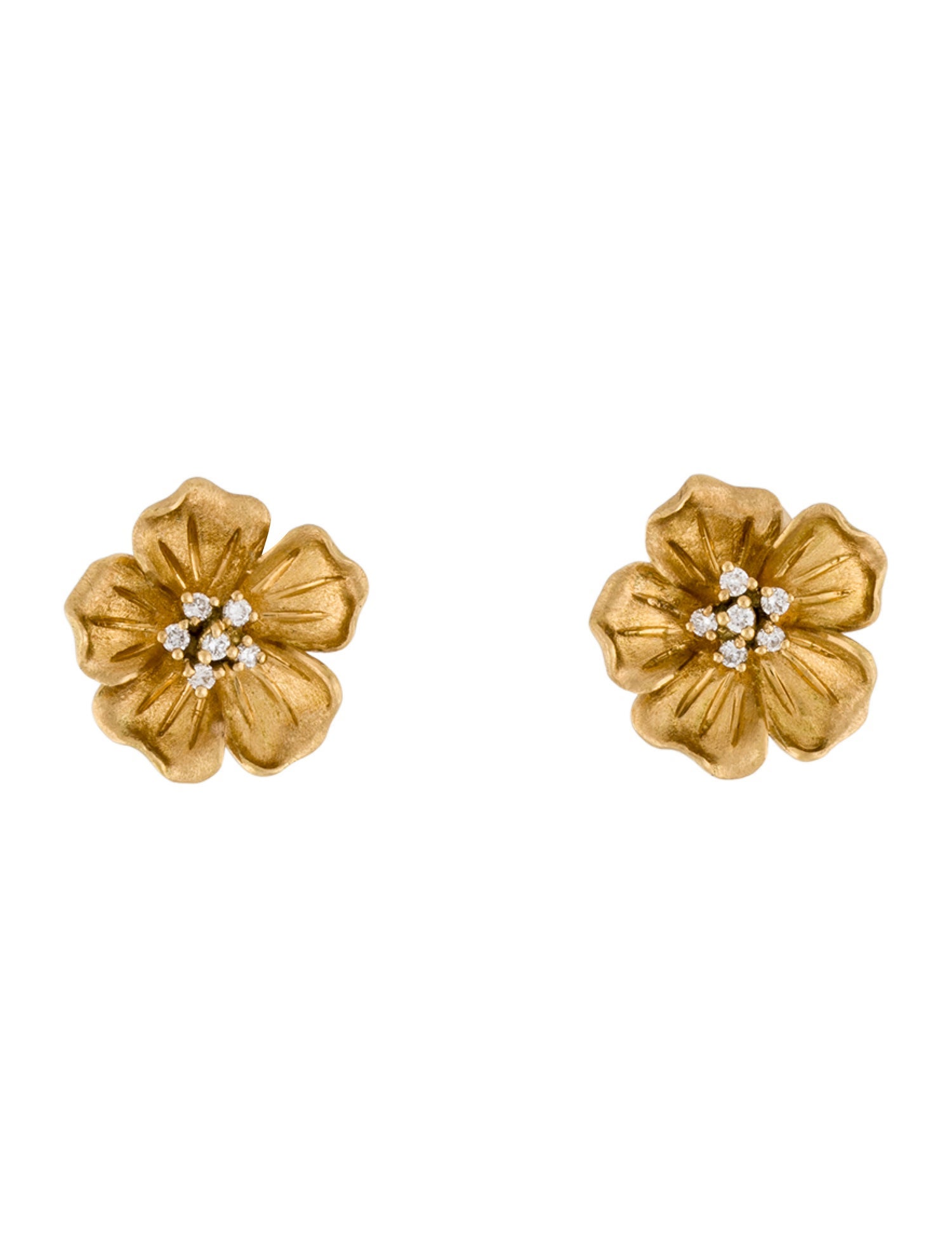 Earrings 18K Diamond Flower Earclips