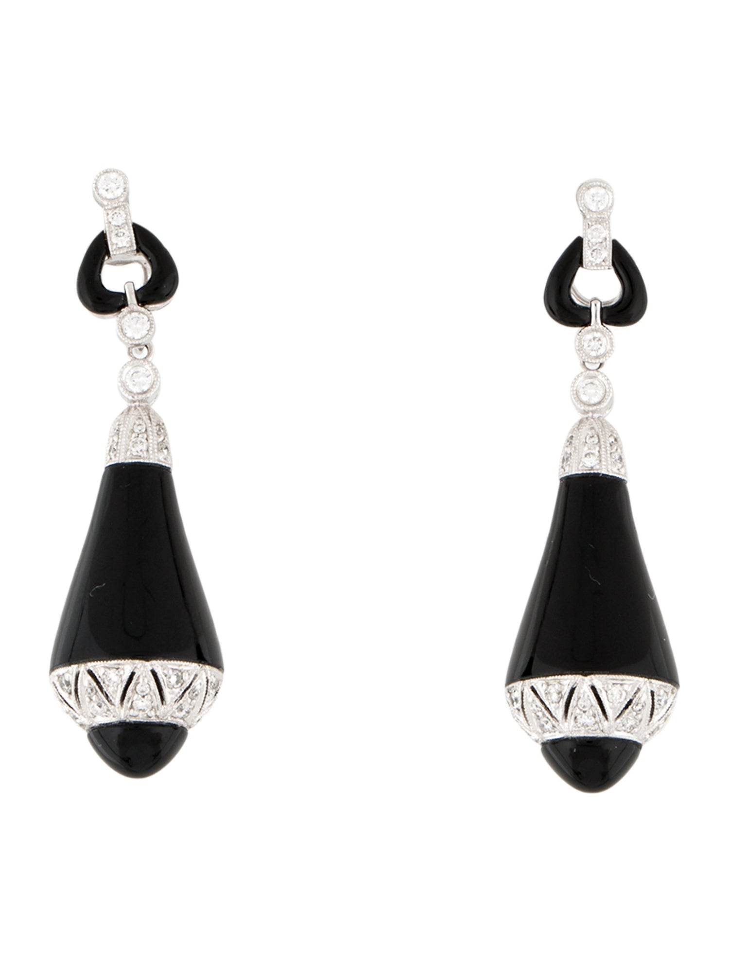 Earrings 18K Onyx & Diamond Drop