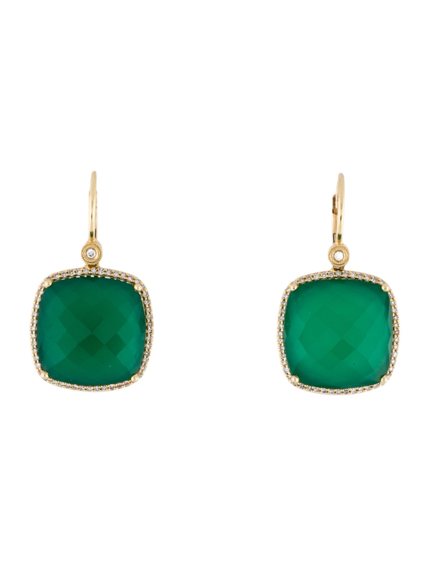 Earrings 14K Dyed Chalcedony & Diamond Drop