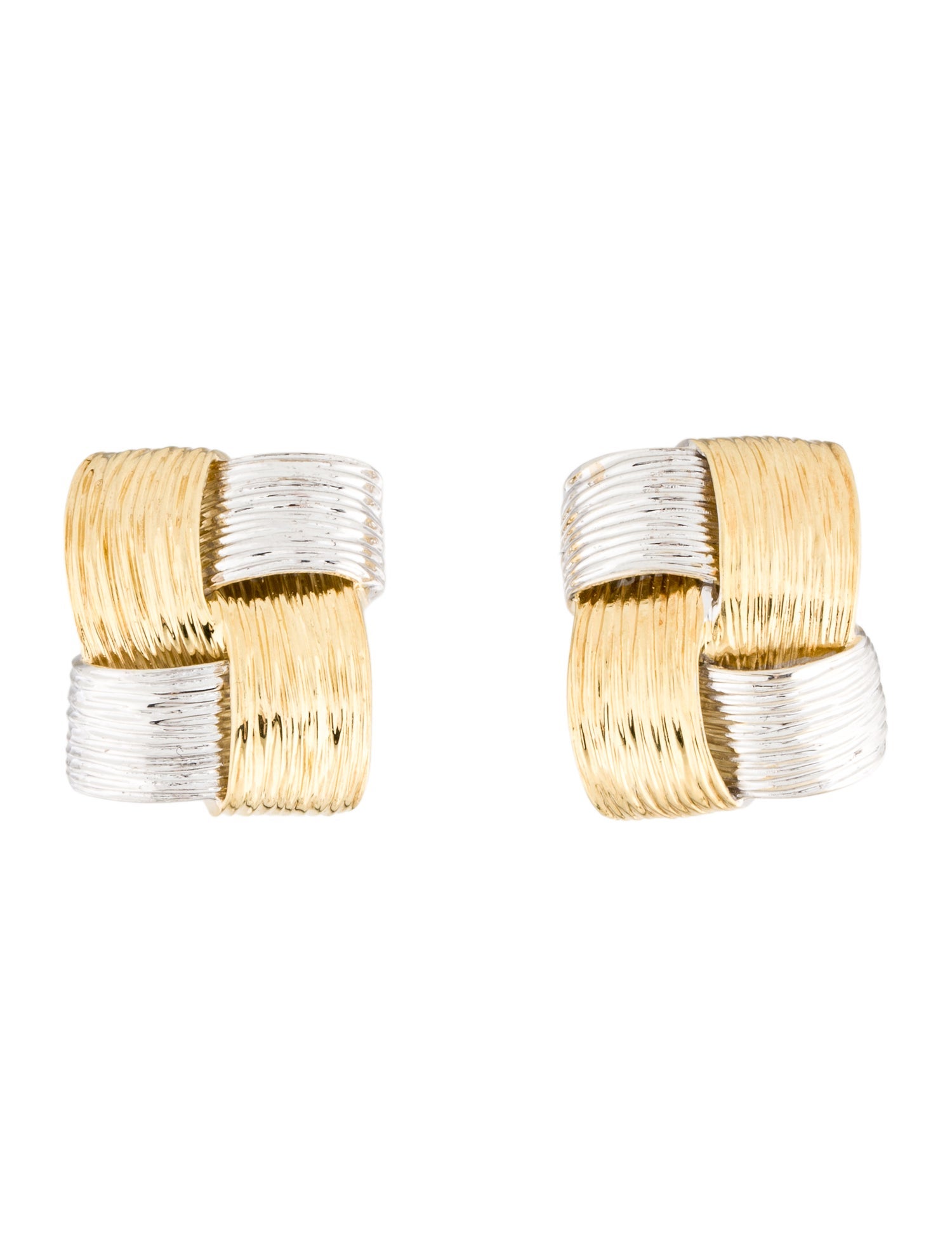 Earrings 18K Two-Tone Woven Earclips