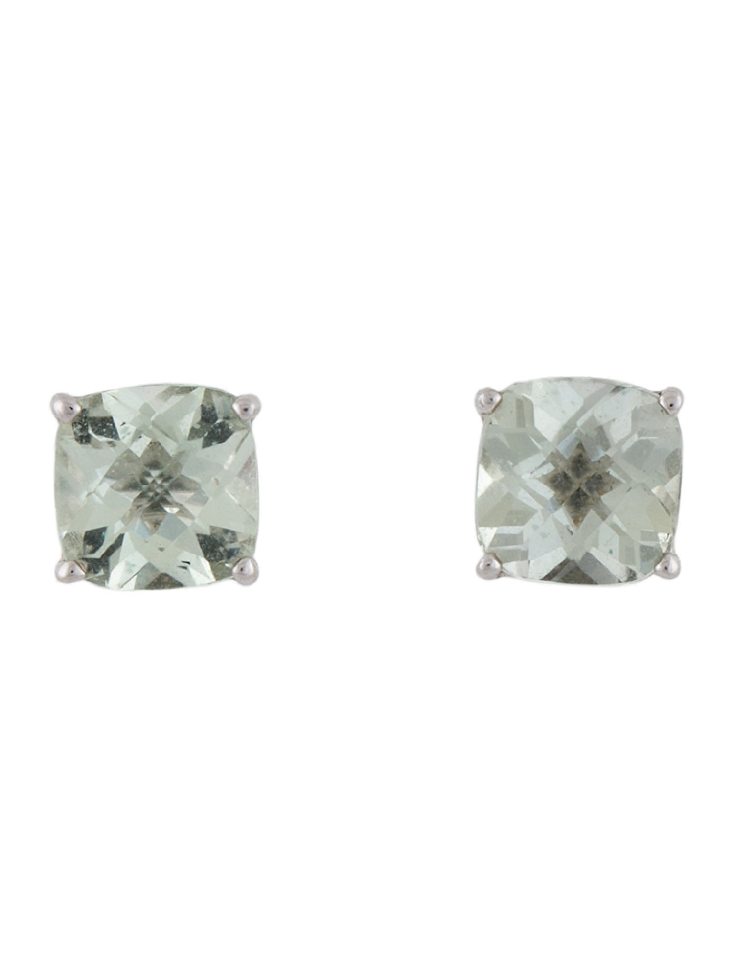 Earrings 14K Prasiolite & Diamond Studs