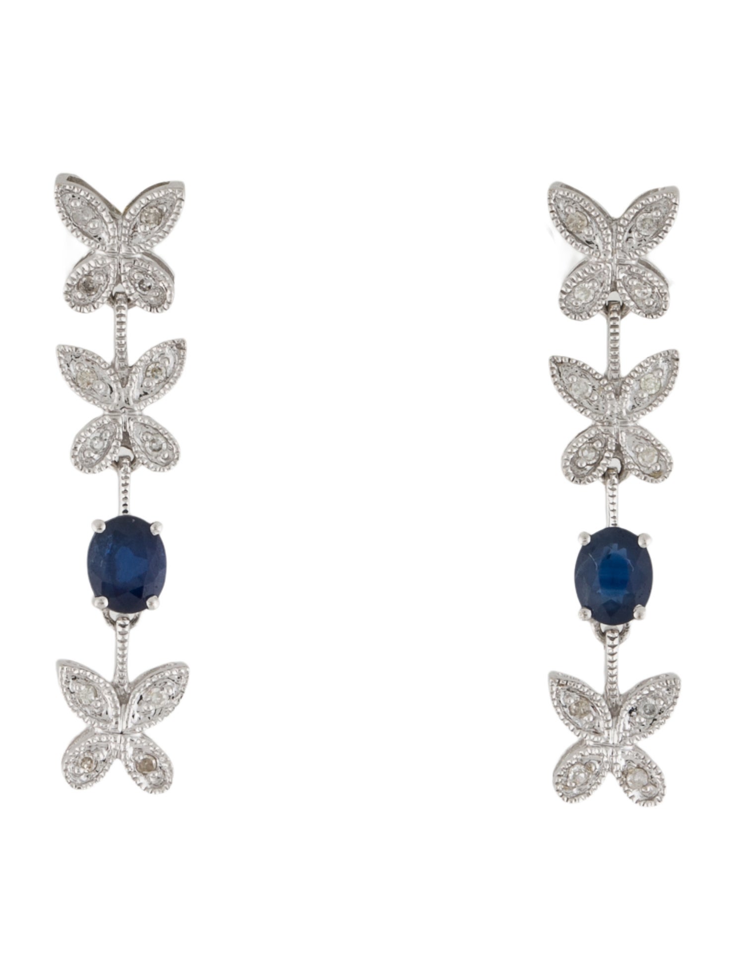 Earrings 14K Sapphire & Diamond Drop
