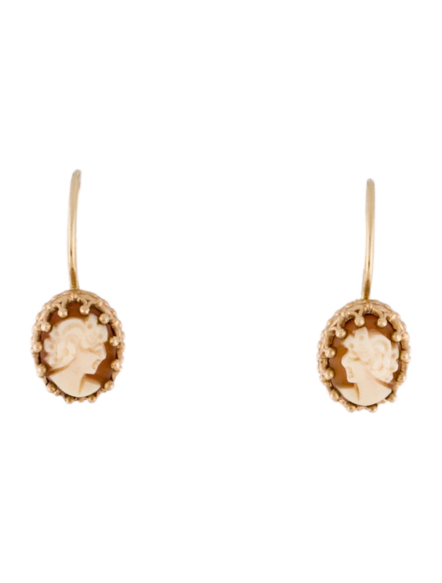 Earrings 14K Shell Cameo Drop