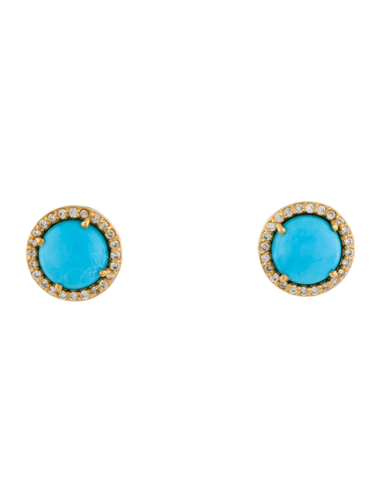 Earrings 18K Turquoise & Diamond Halo Stud