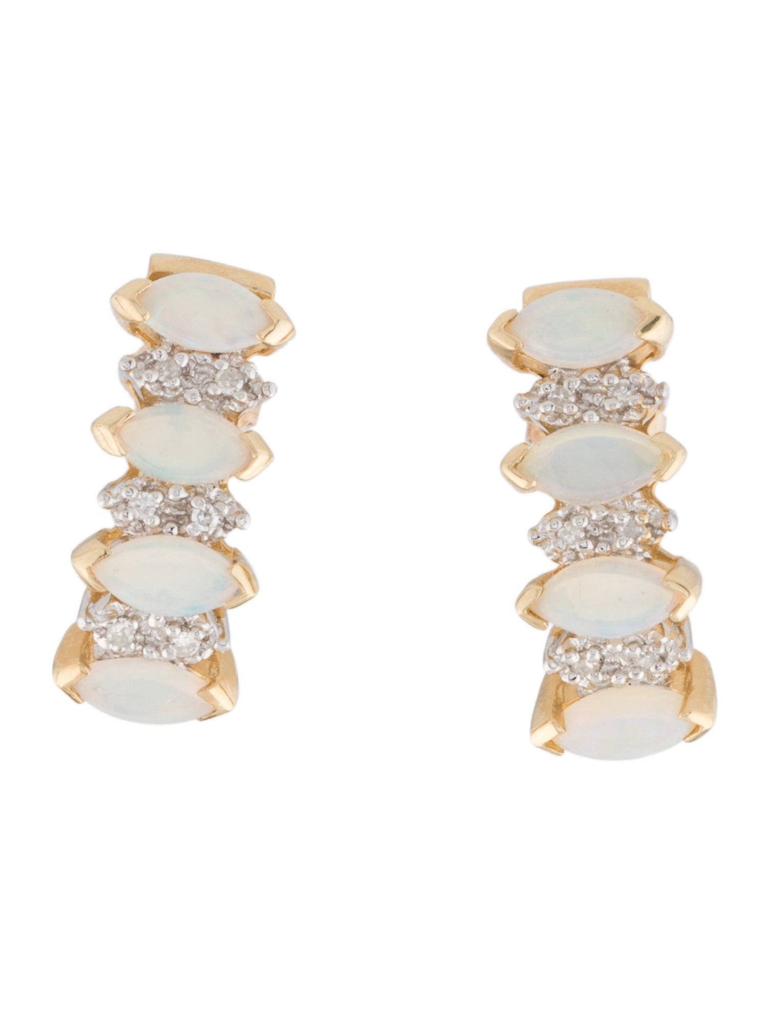 Earrings 14K Opal & Diamond