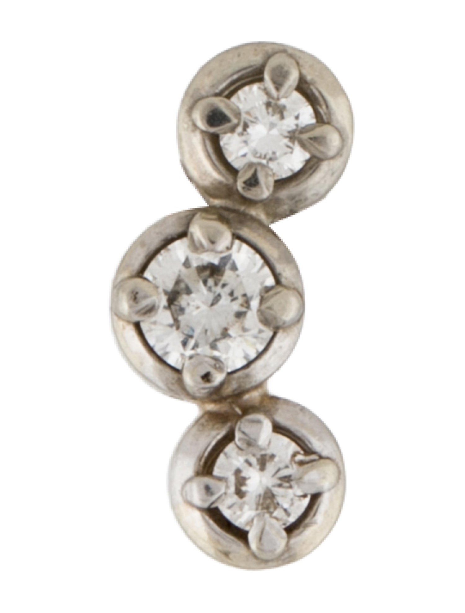 Earrings 14K Diamond Trio Stud Single Earring