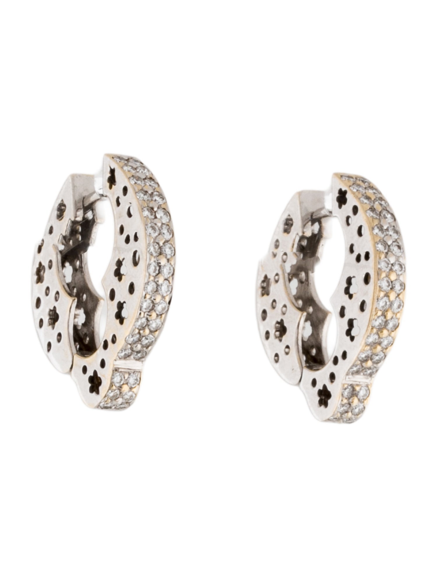 Earrings 18K Diamond Flower Cut-Out Hoop