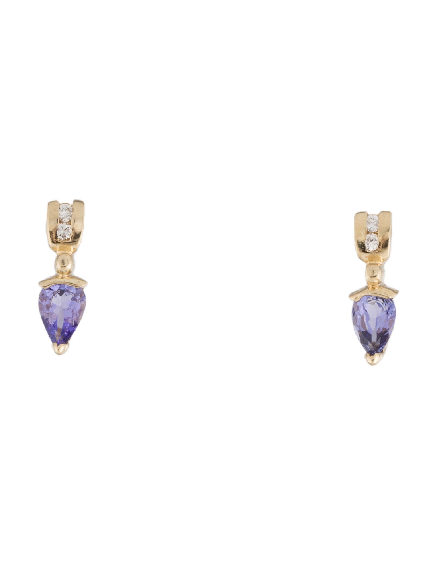 Earrings 14K Tanzanite & Diamond Drop