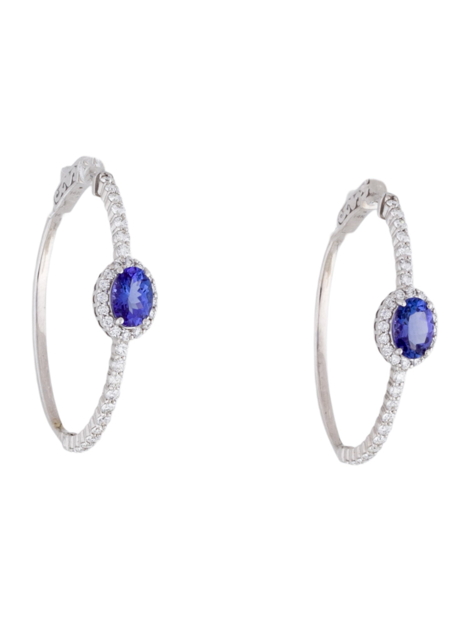 Earrings 14K 1.61ctwTanzanite & Diamond Hoop