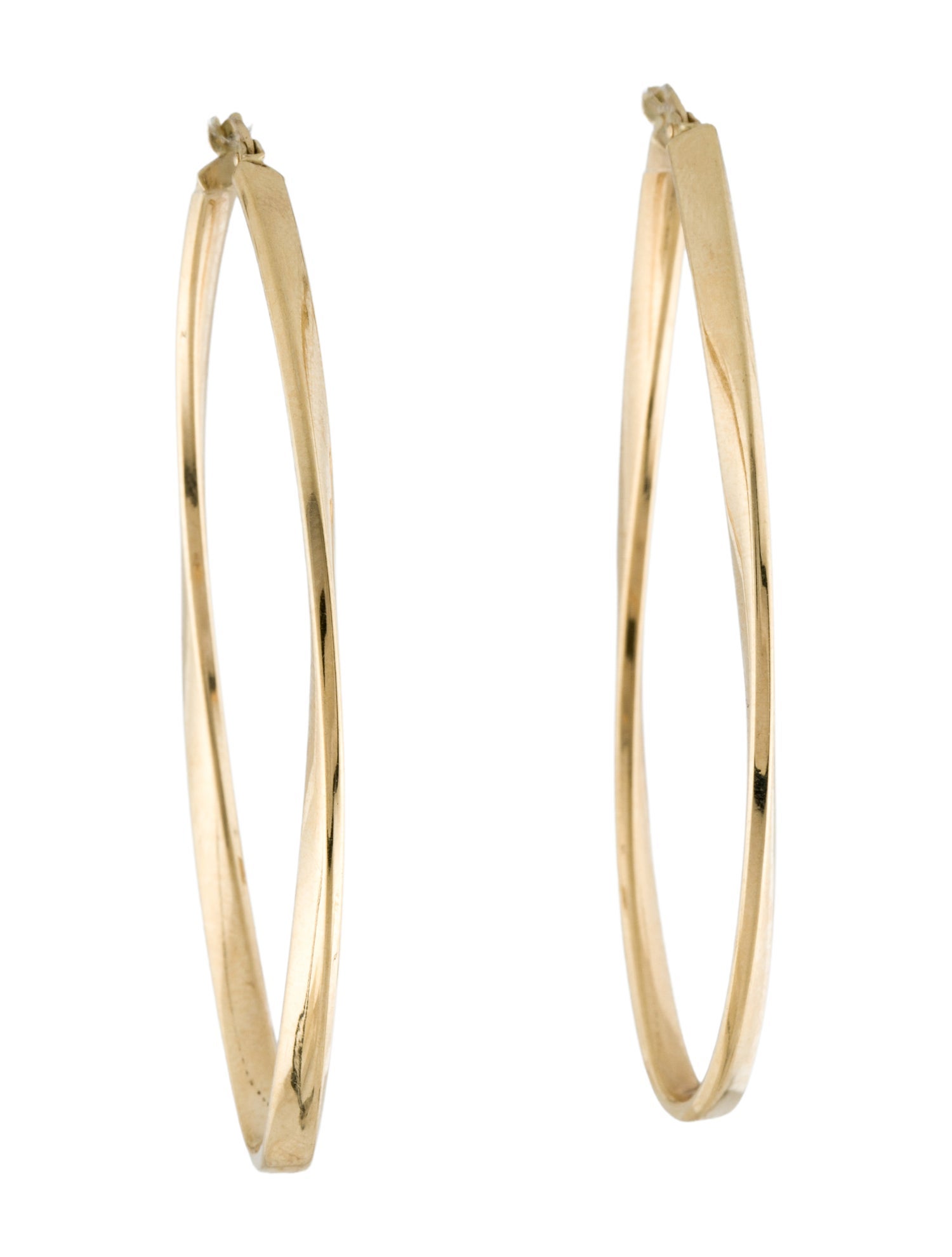 Earrings 14K Twisted Flat Hoop