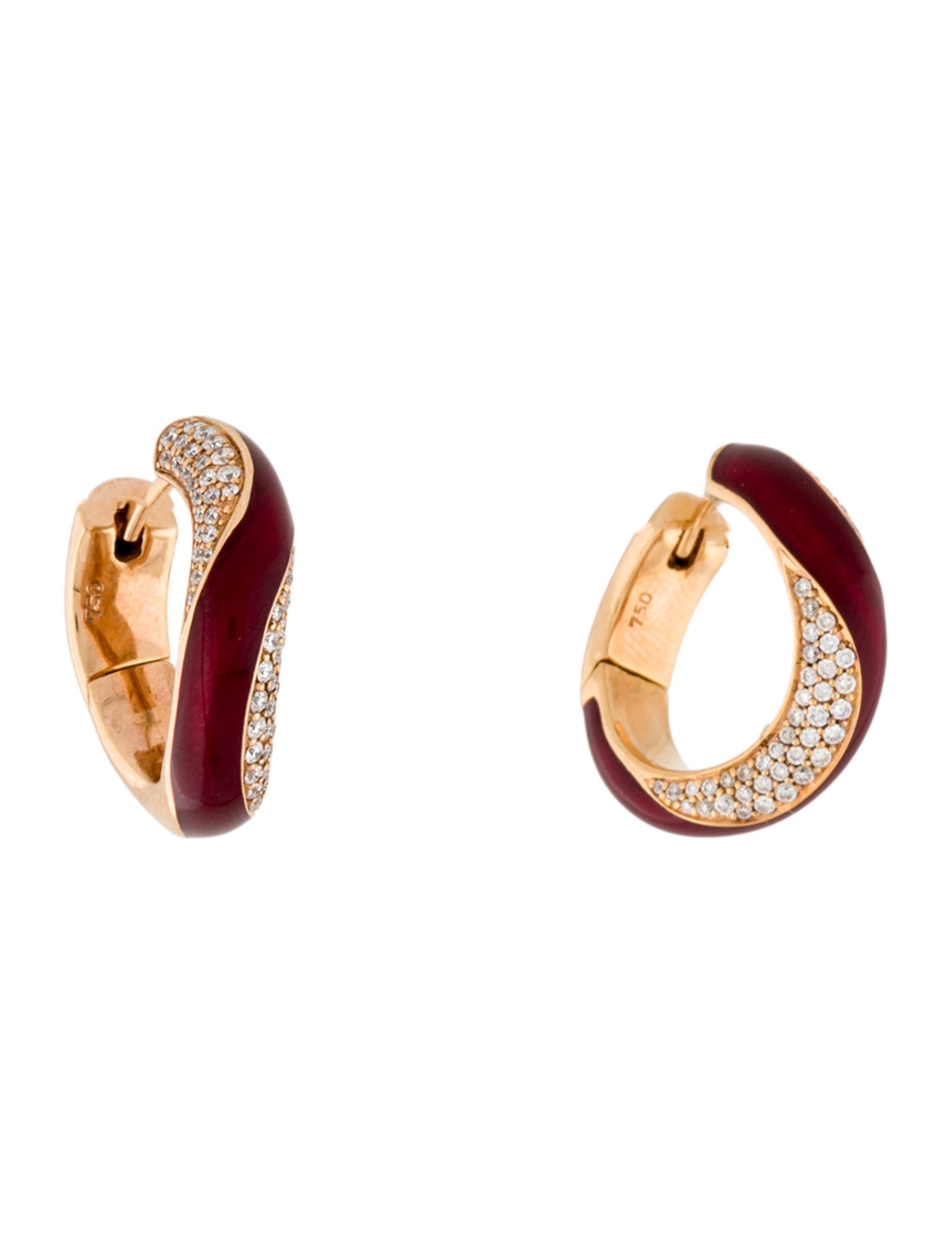 Earrings 18K Enamel & Diamond Hoop