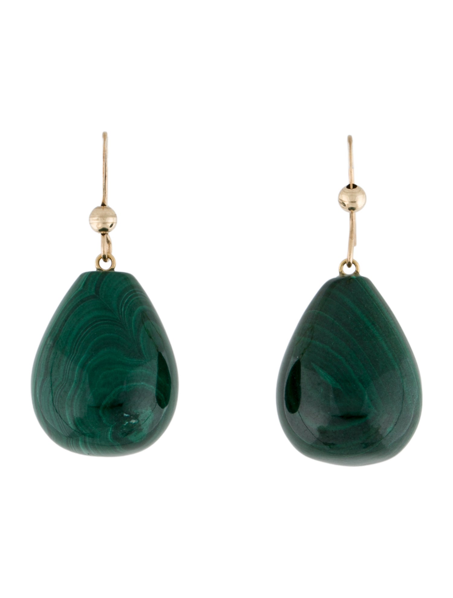 Earrings 14K Malachite Drop