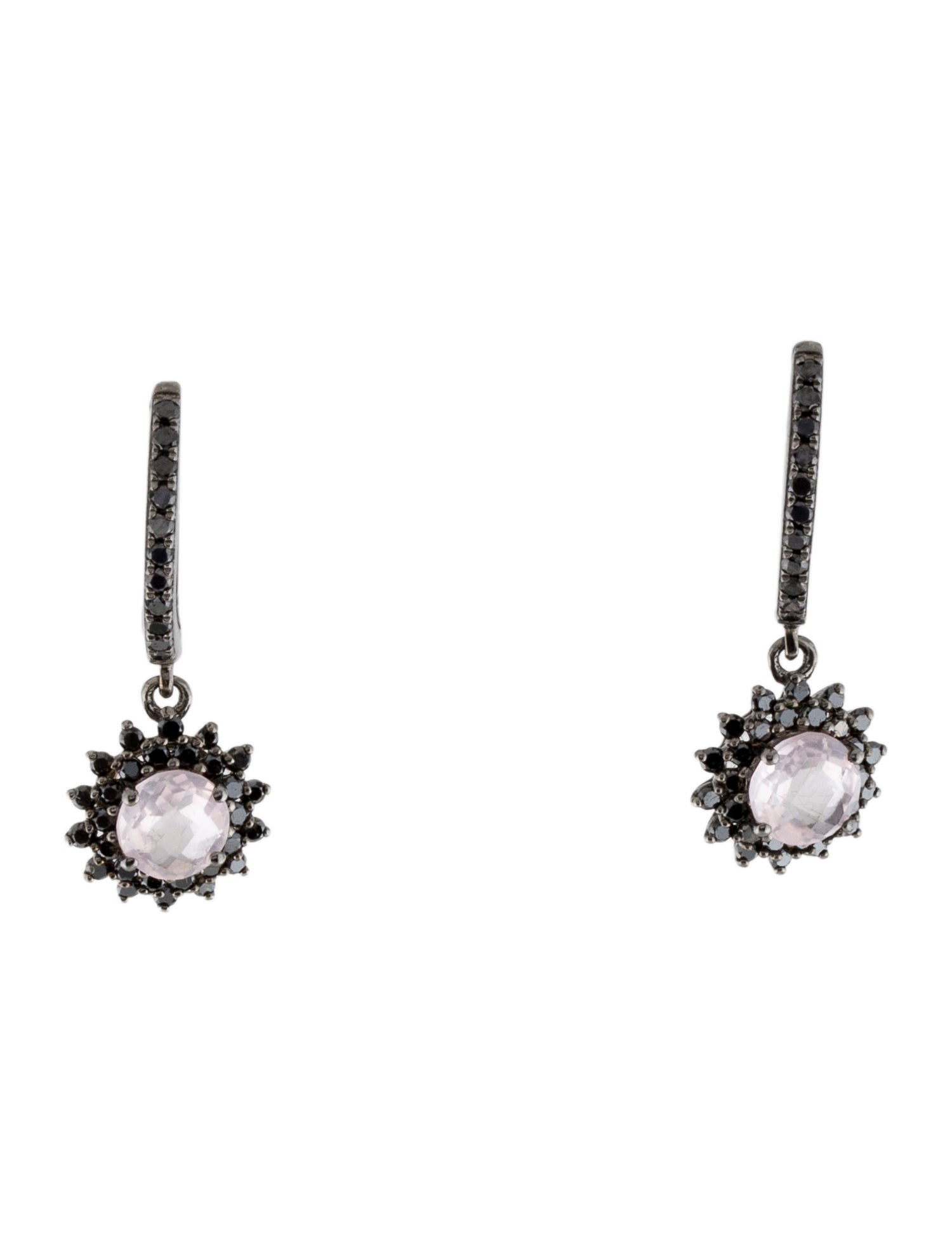 Earrings 18K Rose Quartz & Diamond Drop