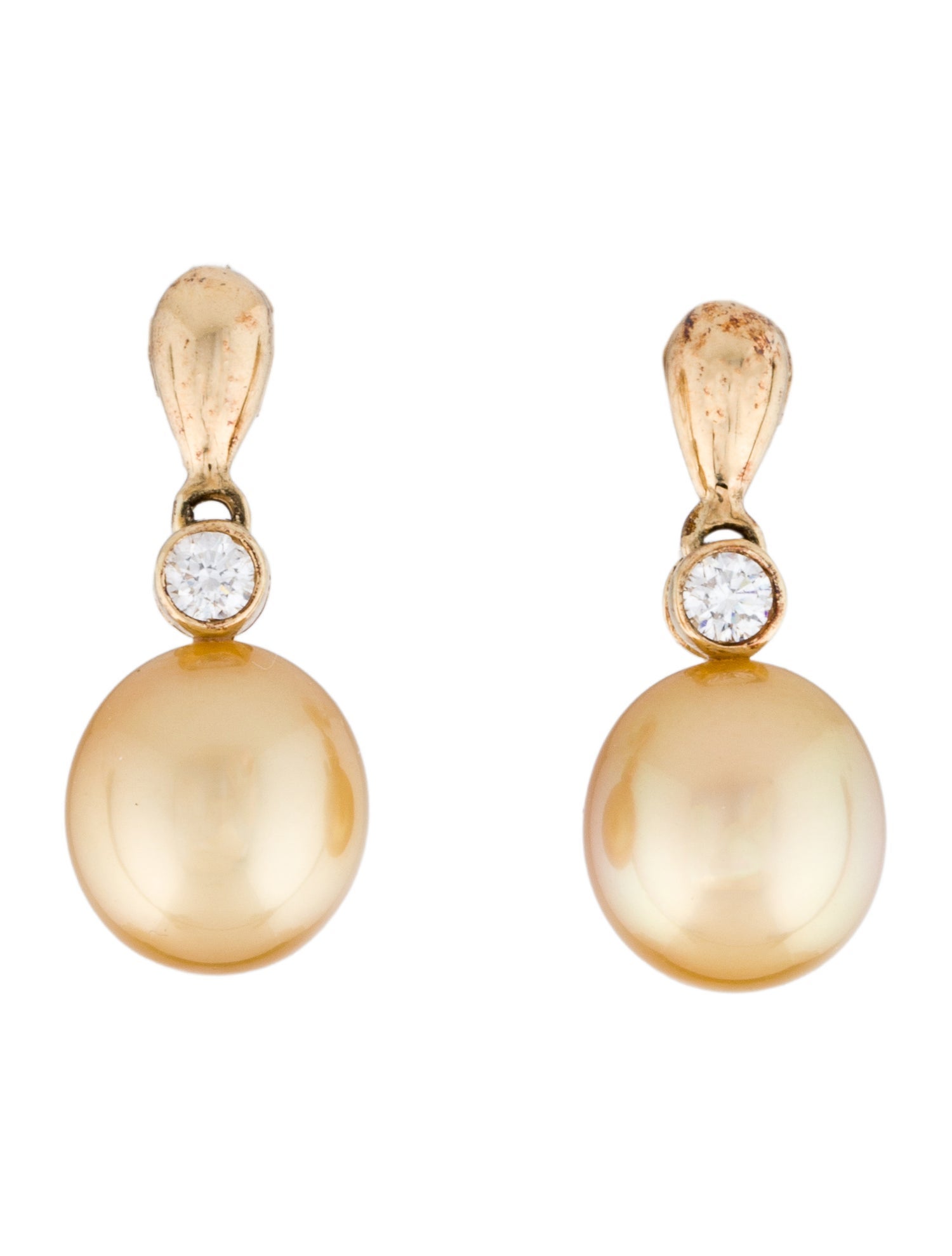 Earrings 14K Pearl & Diamond Drop