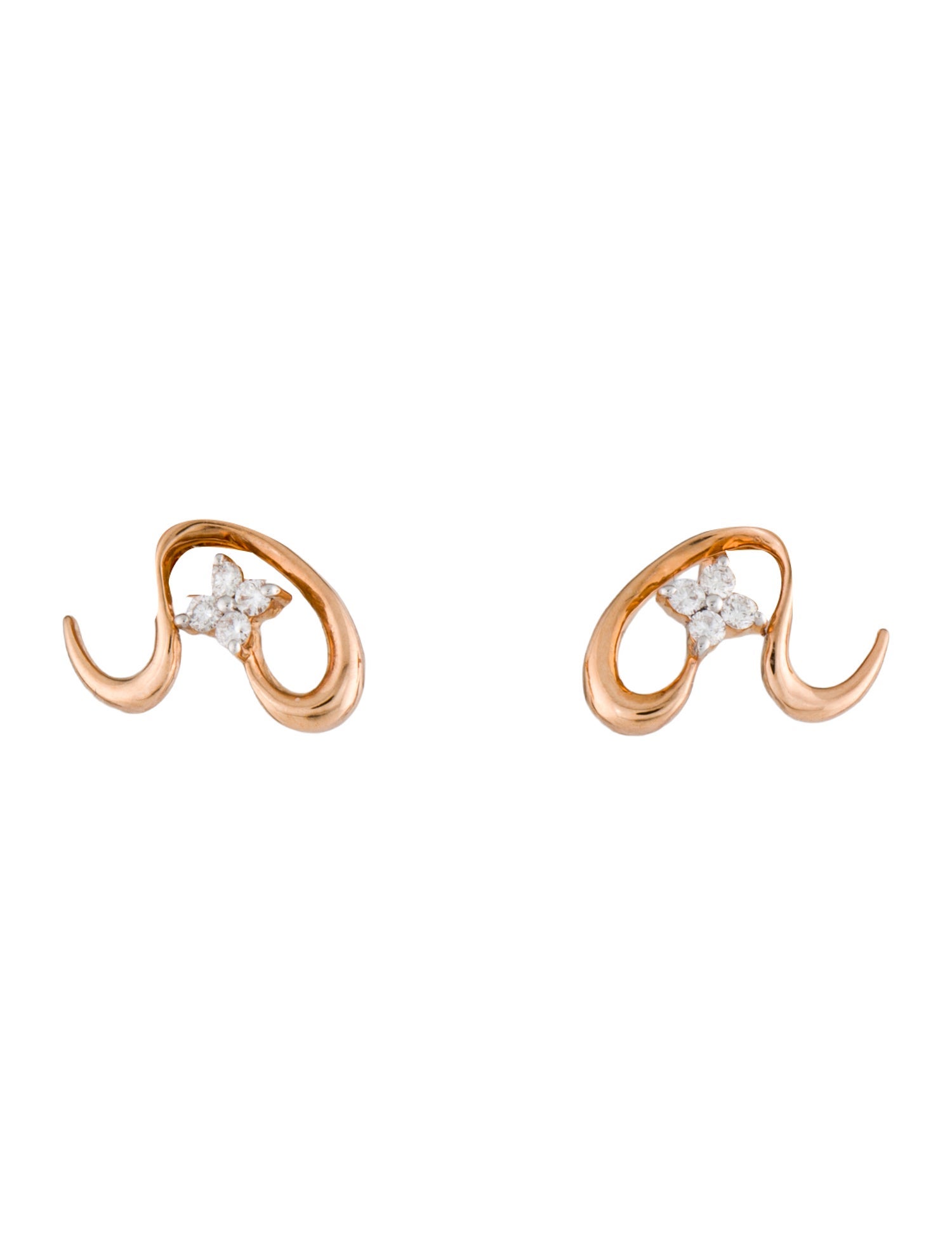 Earrings 18K Diamond Swirl Stud Earrings