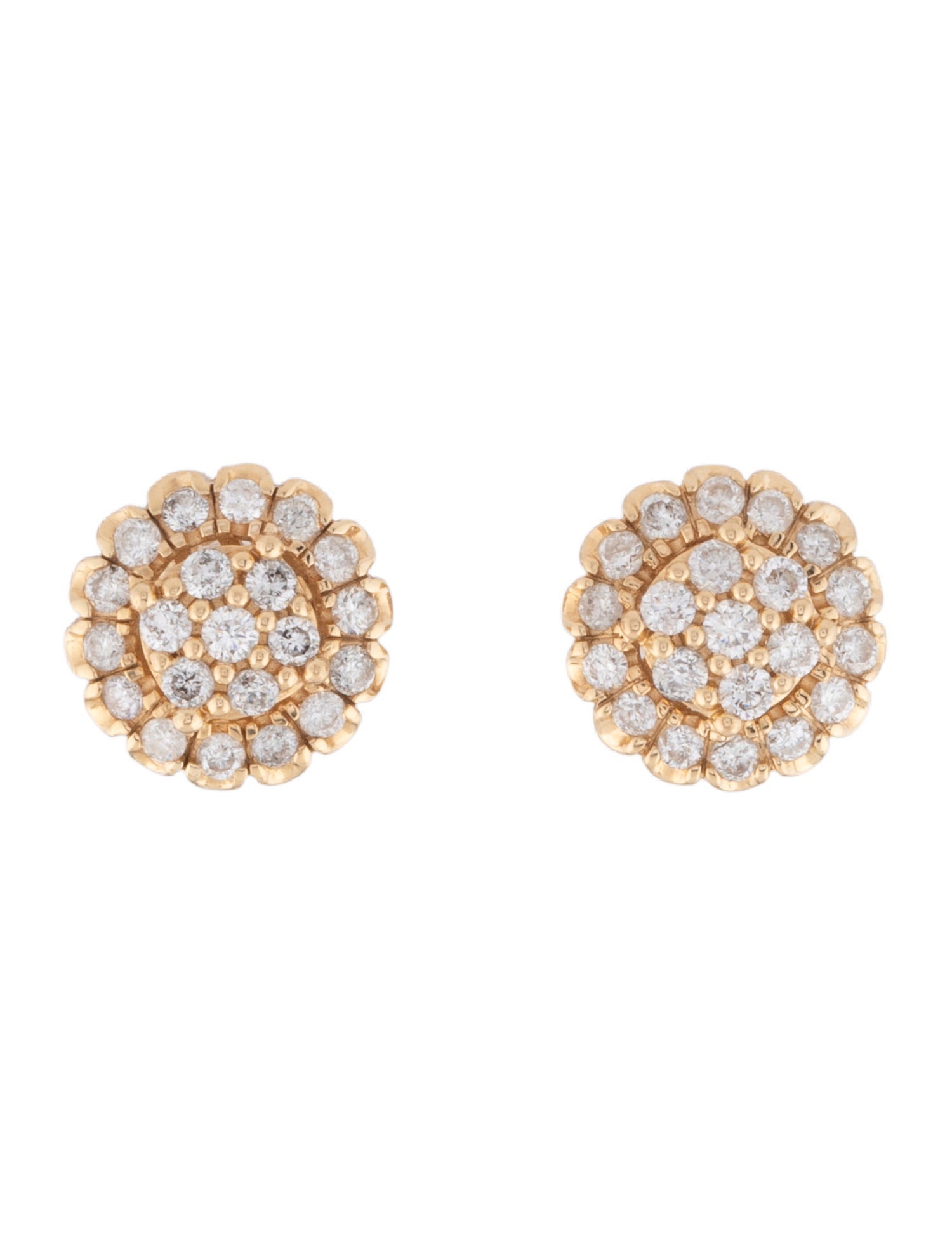 Earrings 14K Diamond Cluster Stud