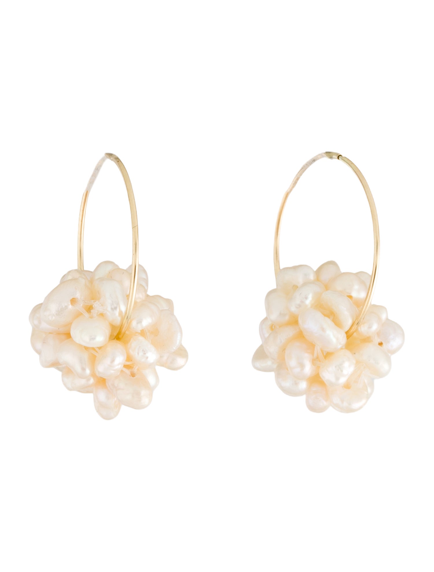 Earrings 14K Pearl Cluster Hoop Earrings