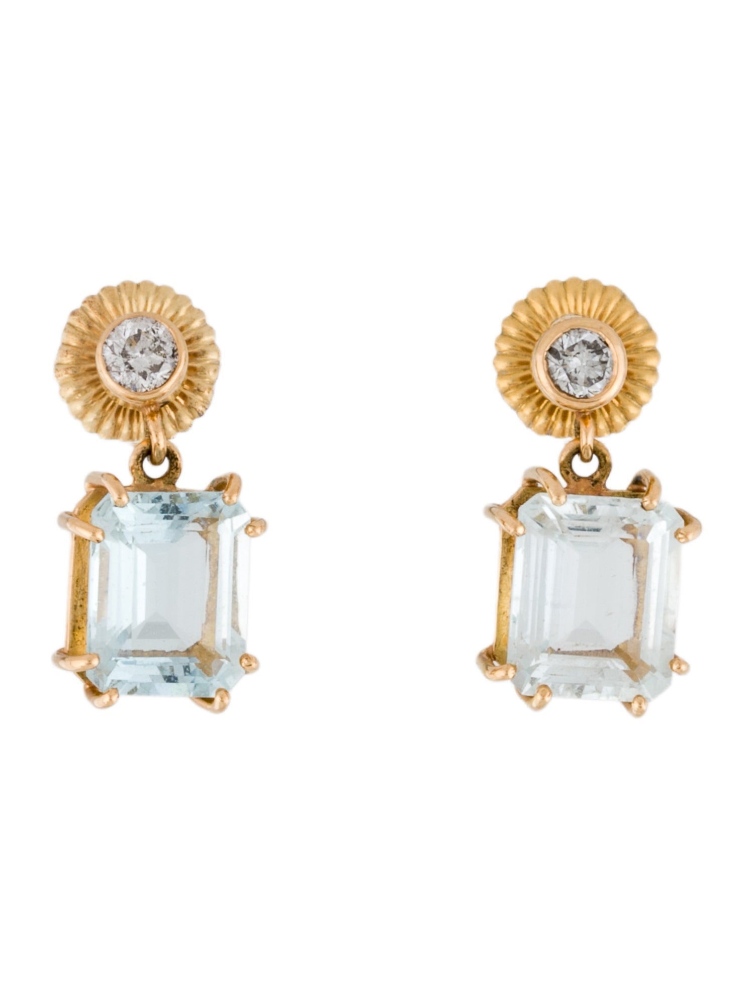 Earrings 18K Aquamarine & Diamond Drop