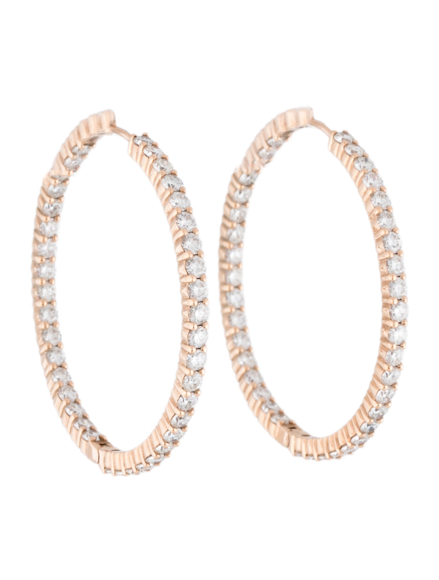 Earrings 18K 3.74ctw Diamond Inside/Outside Hoop