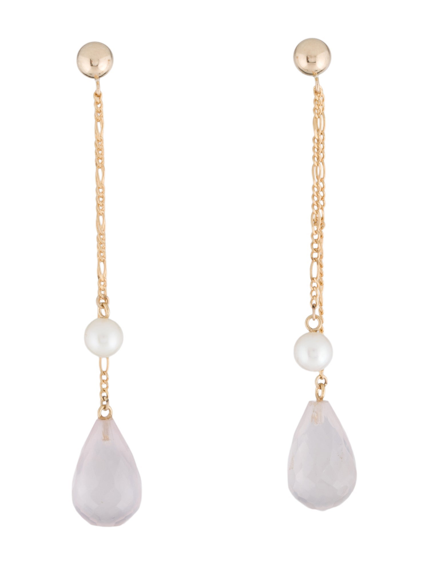 Earrings 14K Pearl & Rose Quartz Drop