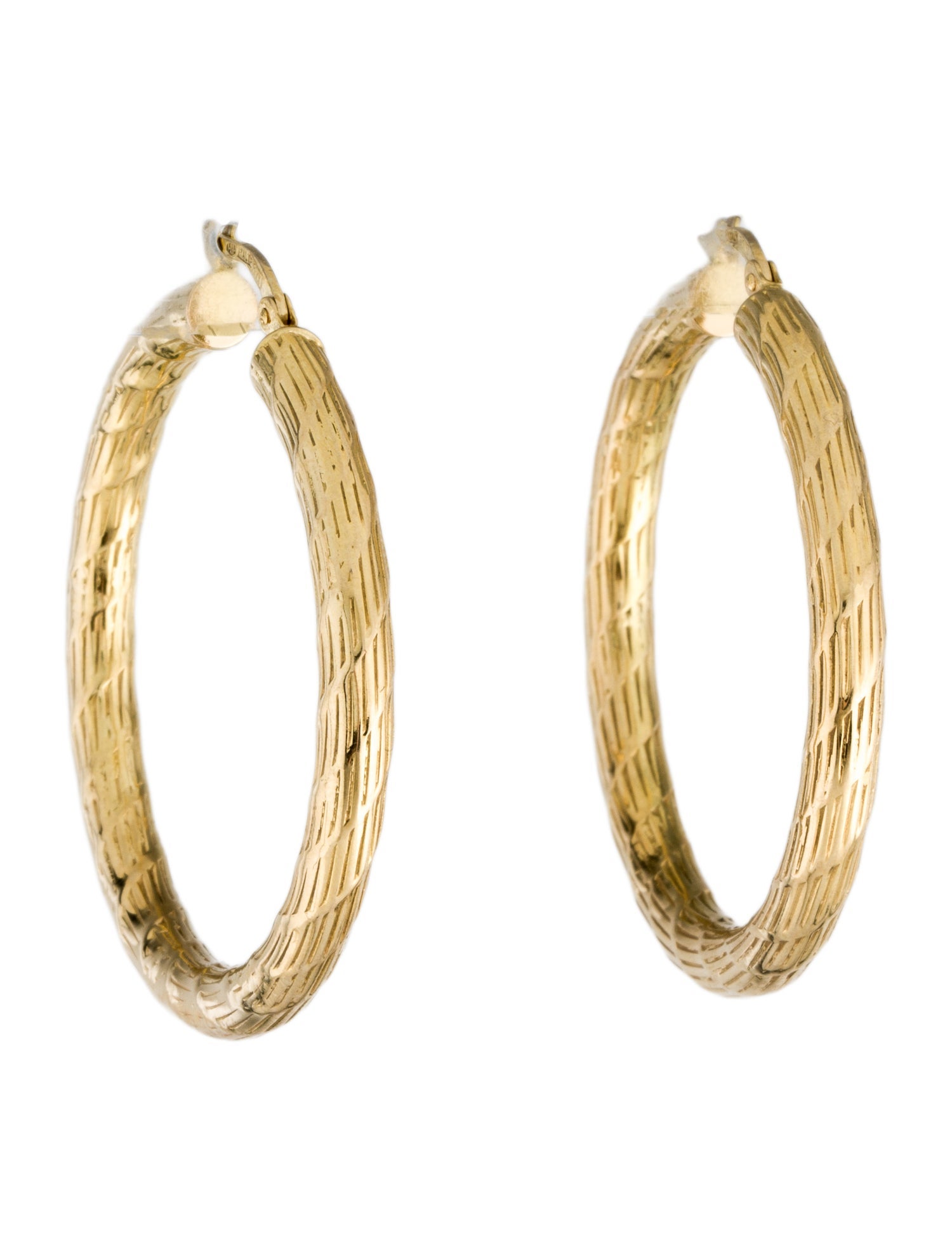Earrings 14K Textured Hoop