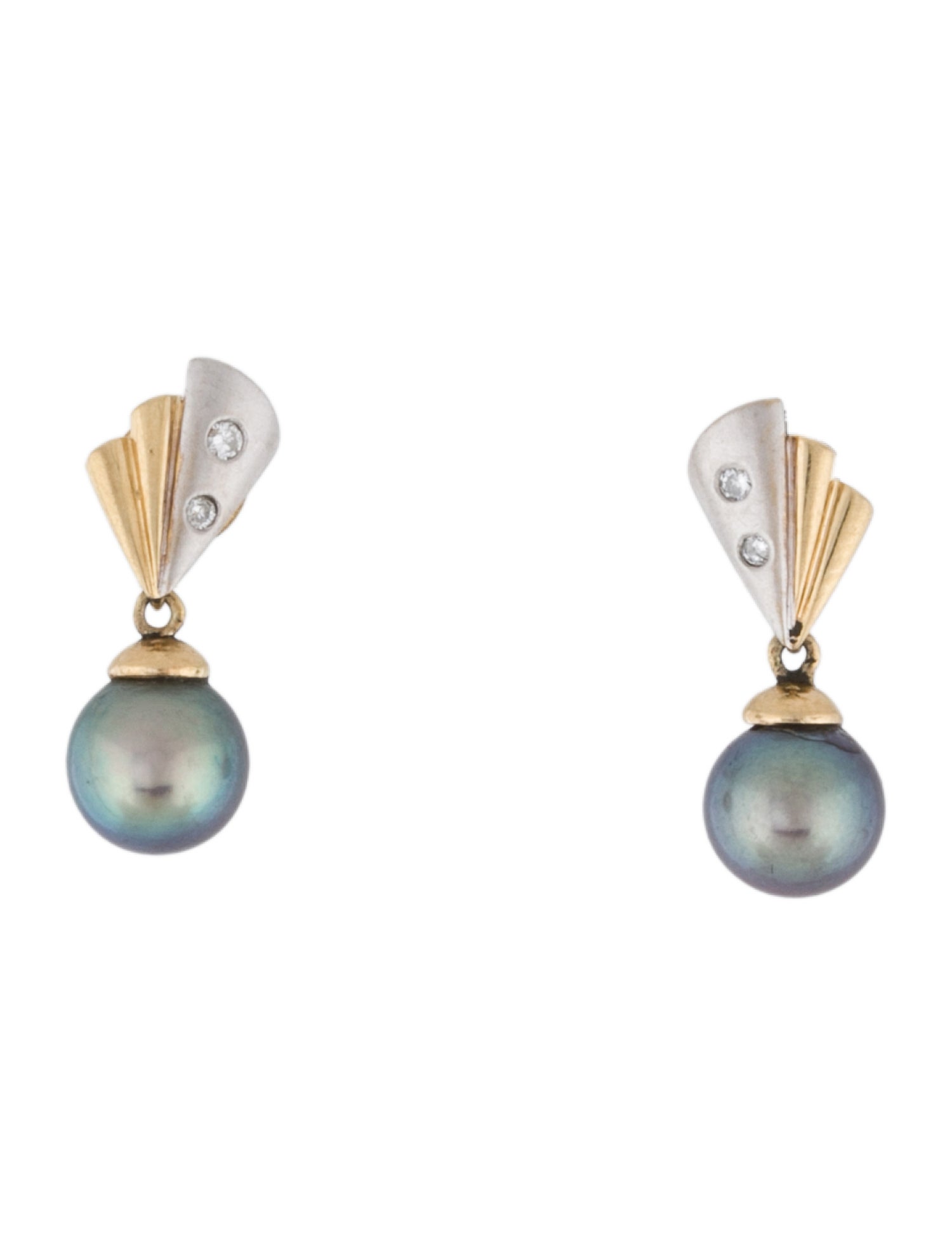 Earrings 14K Pearl & Diamond Drop